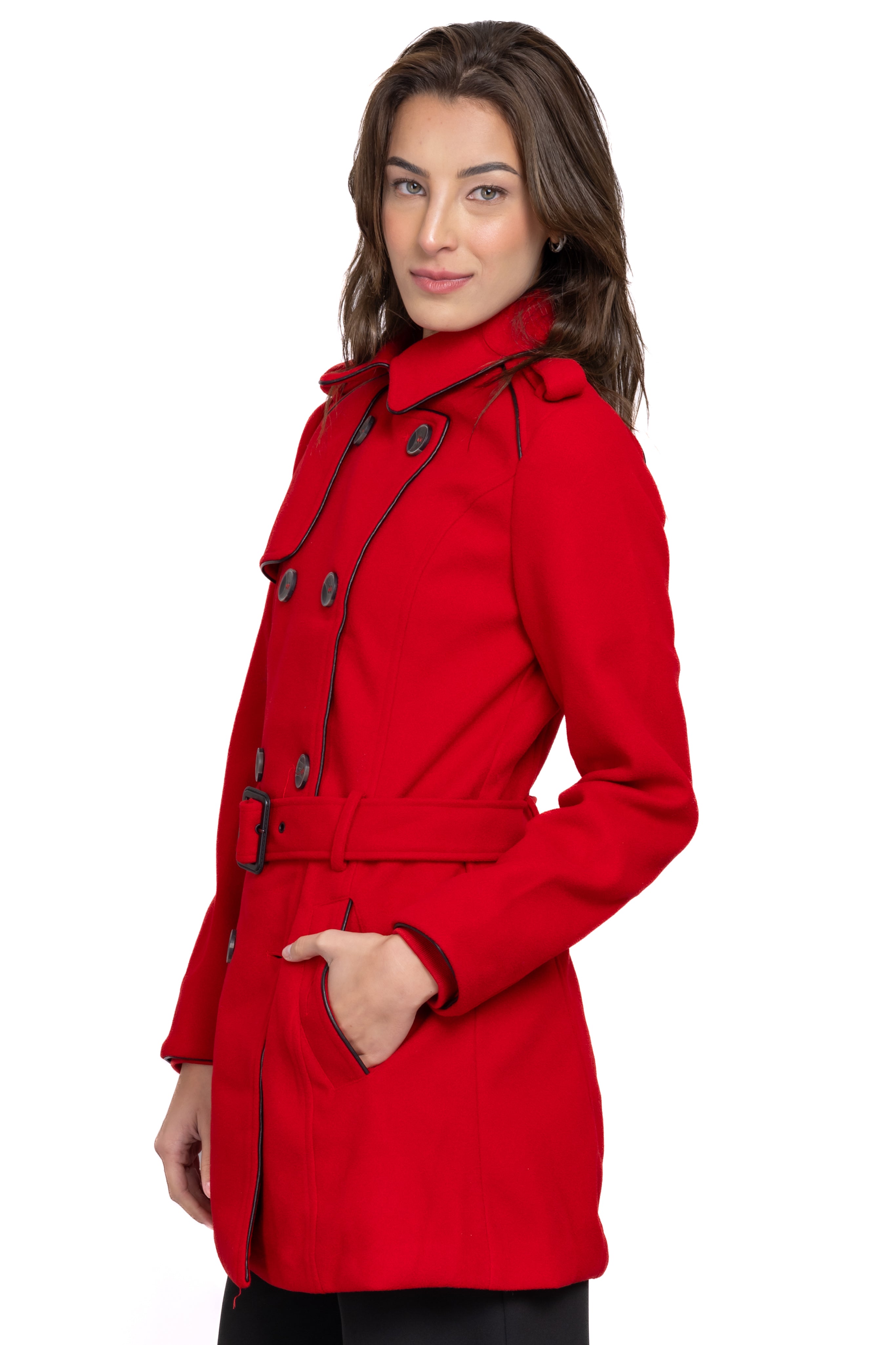 Gabardina botones cinturón ROJO