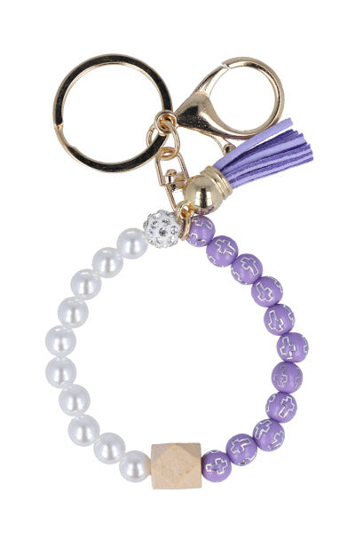 Llavero pulsera perlas colgante