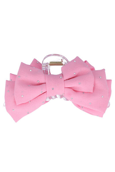 Pinza larga moño brillos ROSA