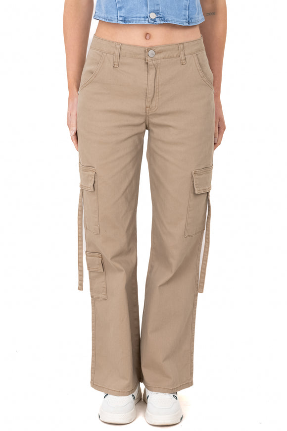 Jeans cargo bolsillos cintas