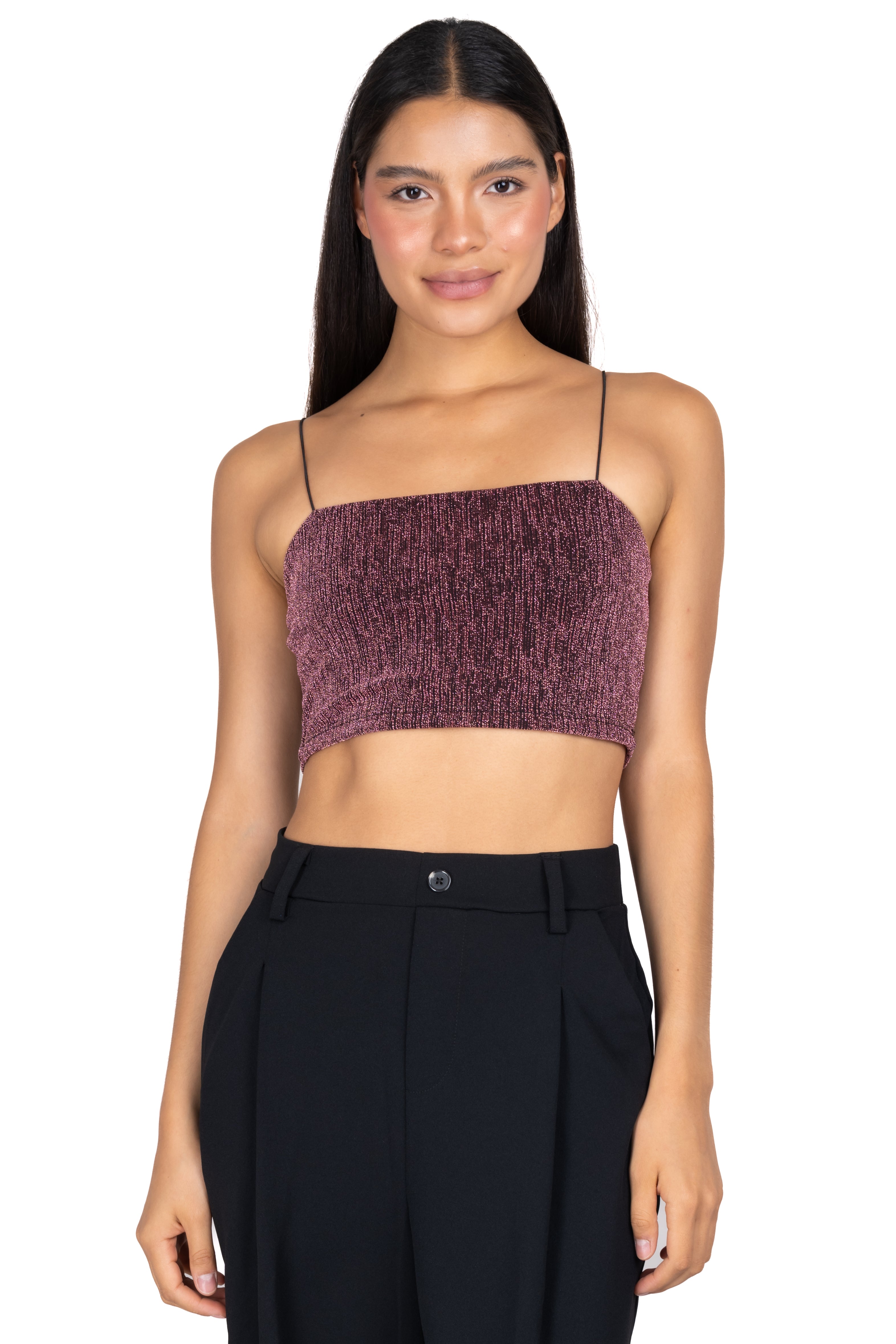 Top crop lurex tirantes ROSA