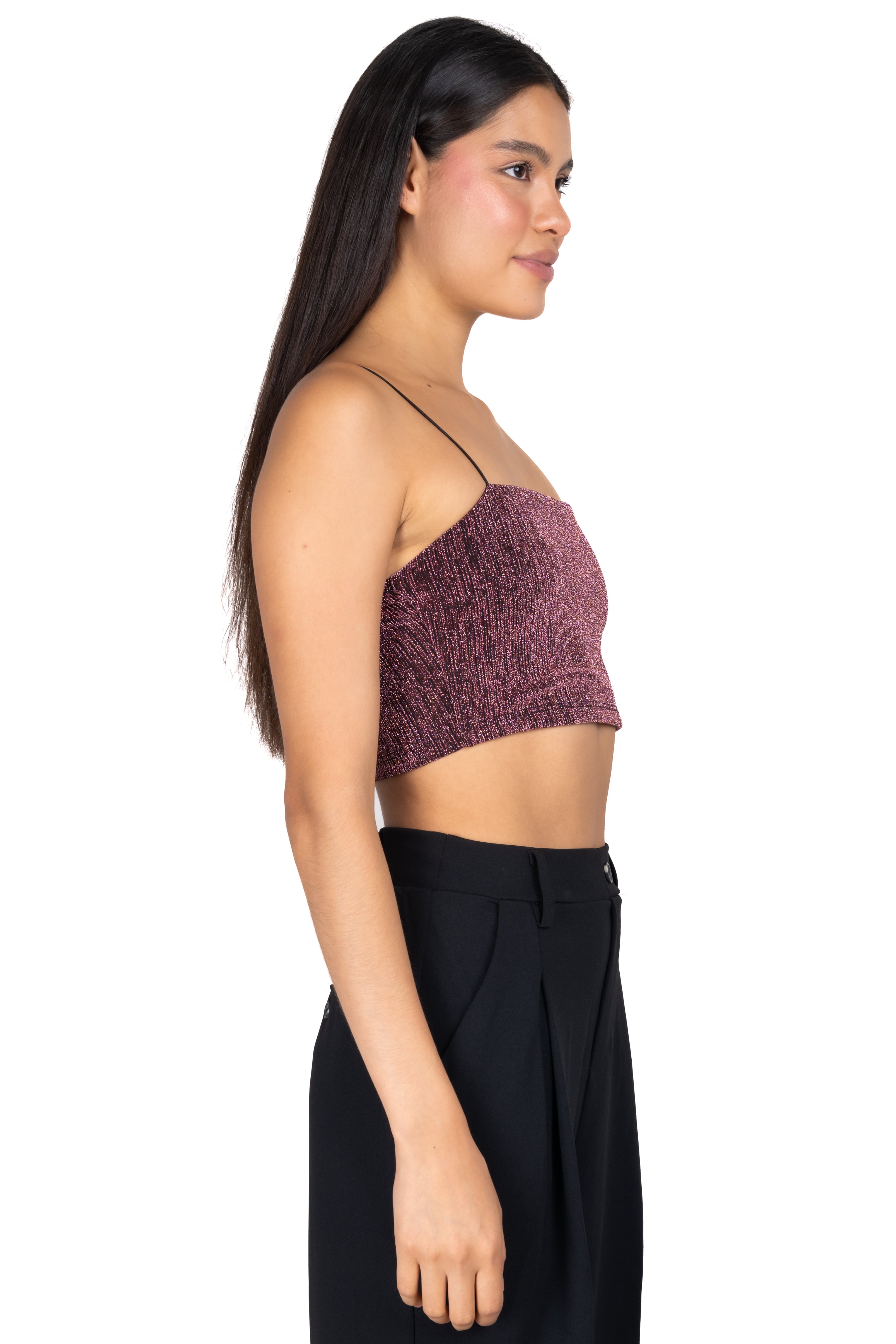 Top crop lurex tirantes ROSA