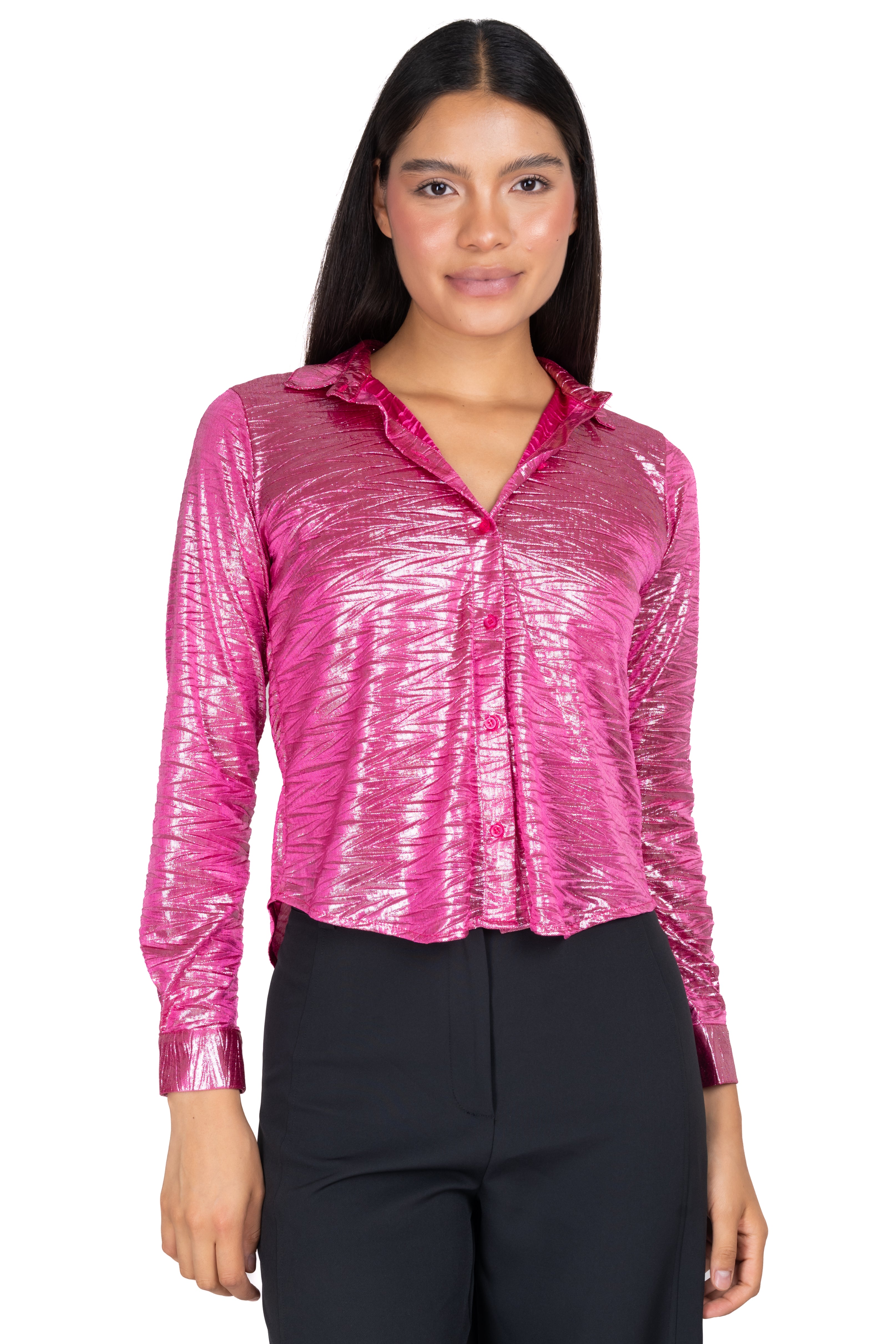 Camisa metálica textura zig zag