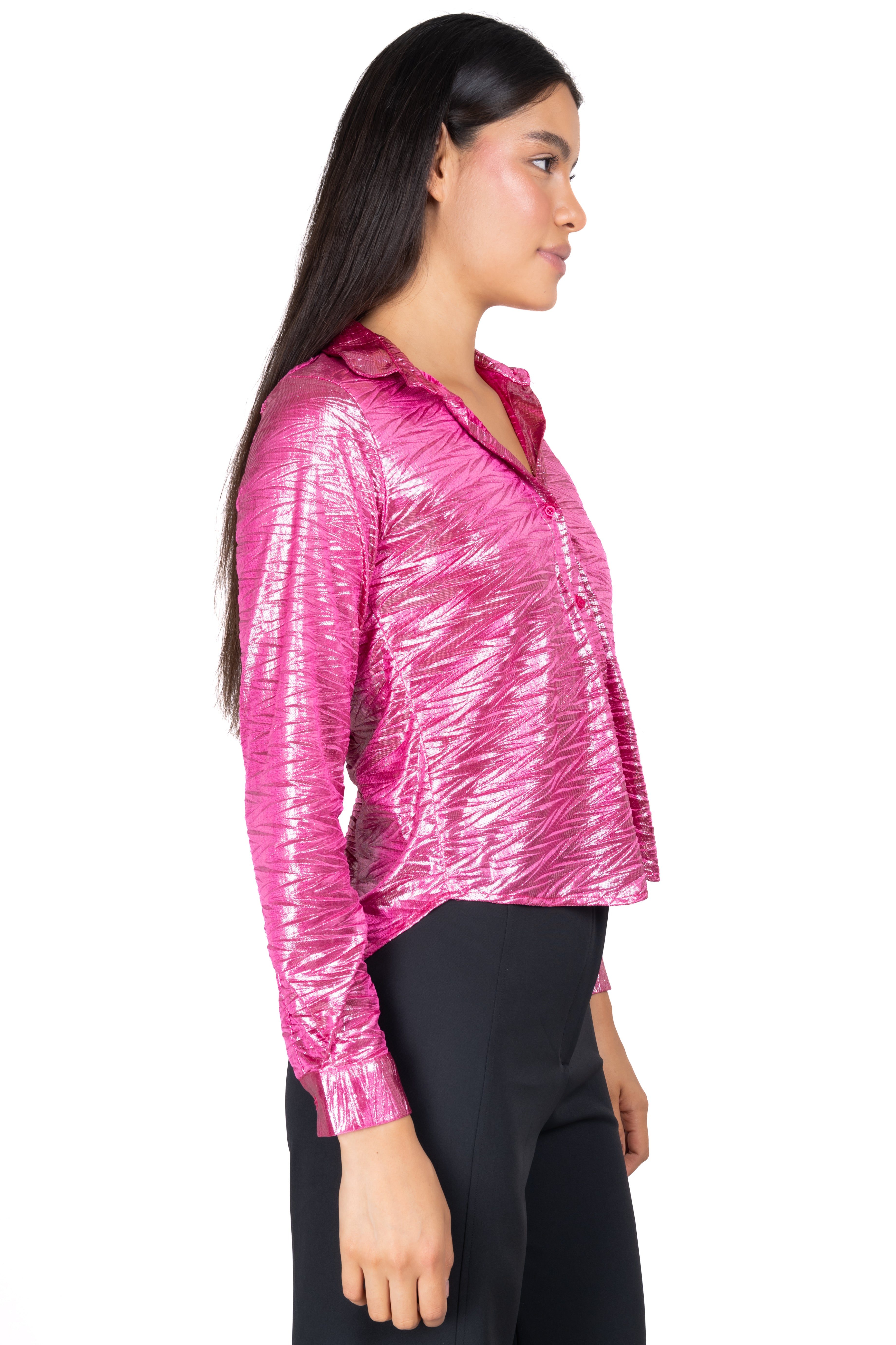 Camisa metálica textura zig zag
