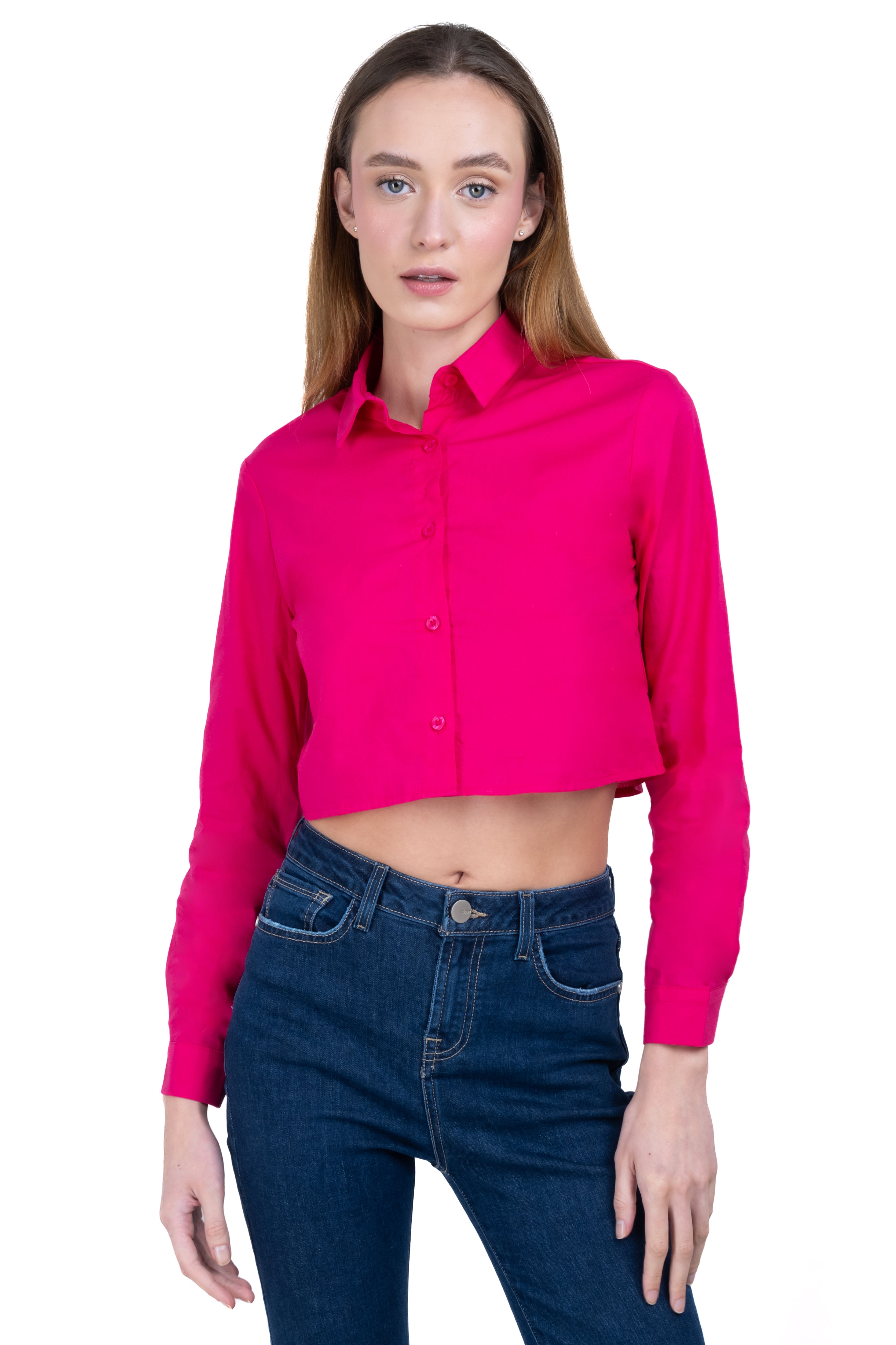 Camisa crop manga larga ROSA BRILLANTE