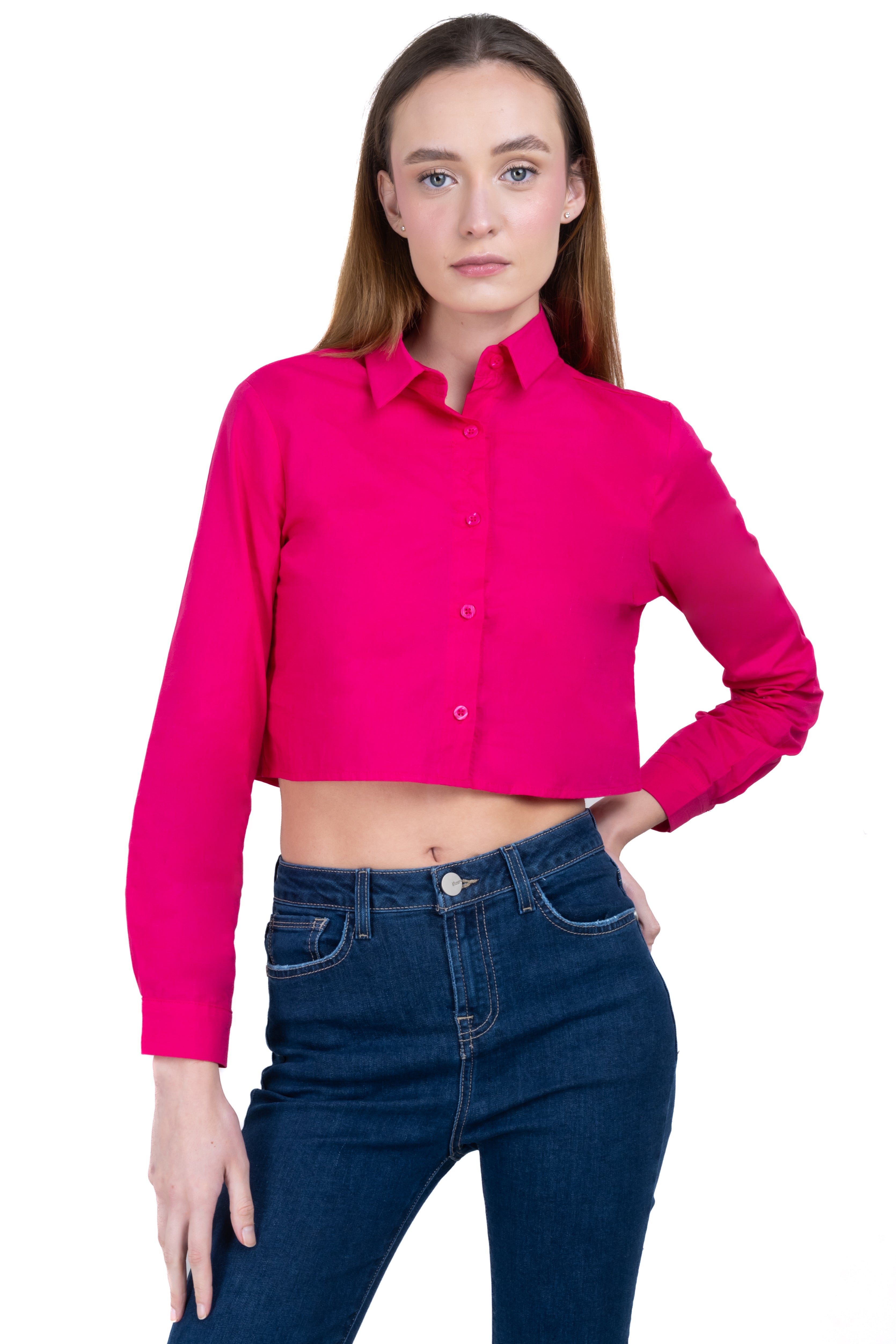 Camisa crop manga larga ROSA BRILLANTE