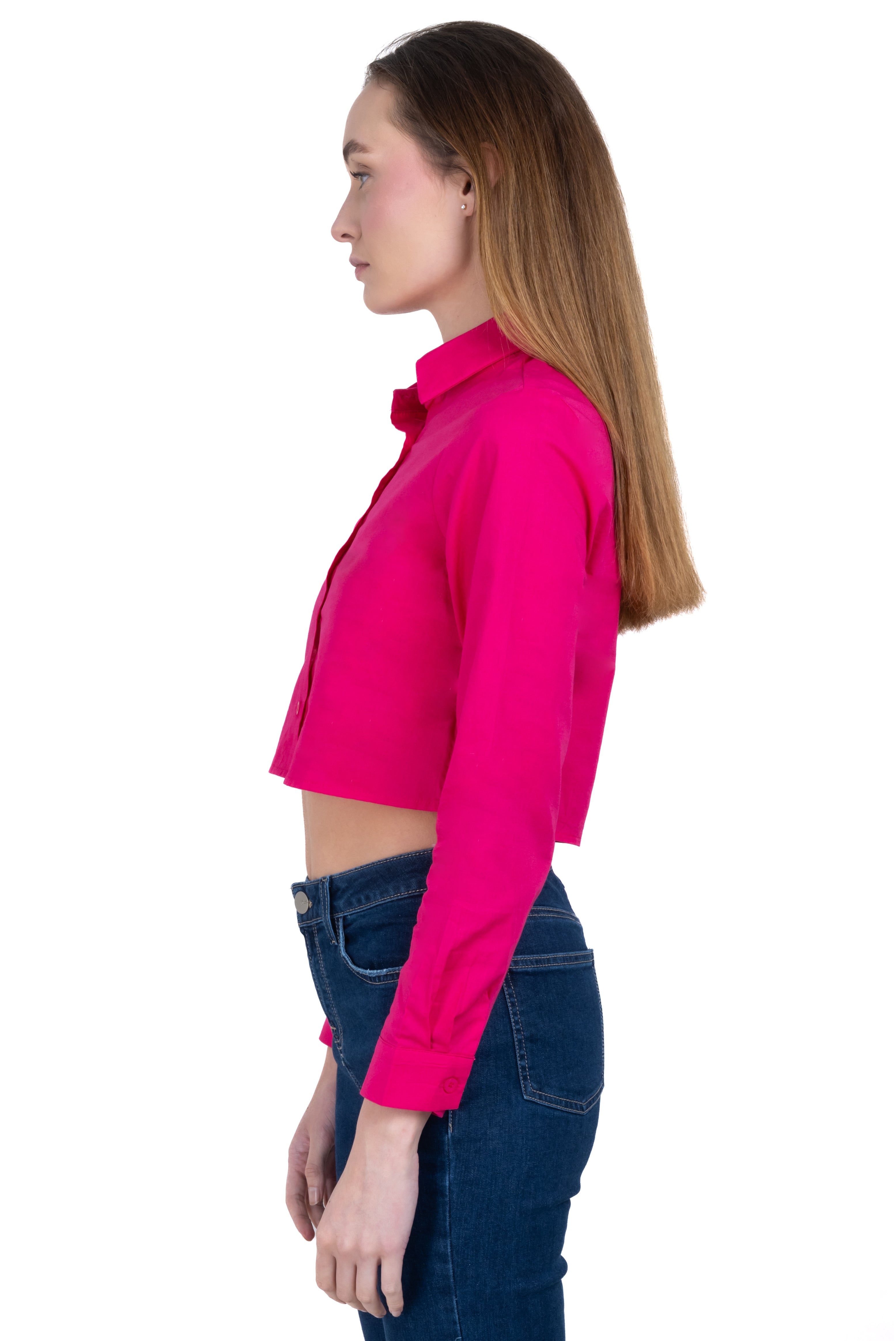 Camisa crop manga larga ROSA BRILLANTE