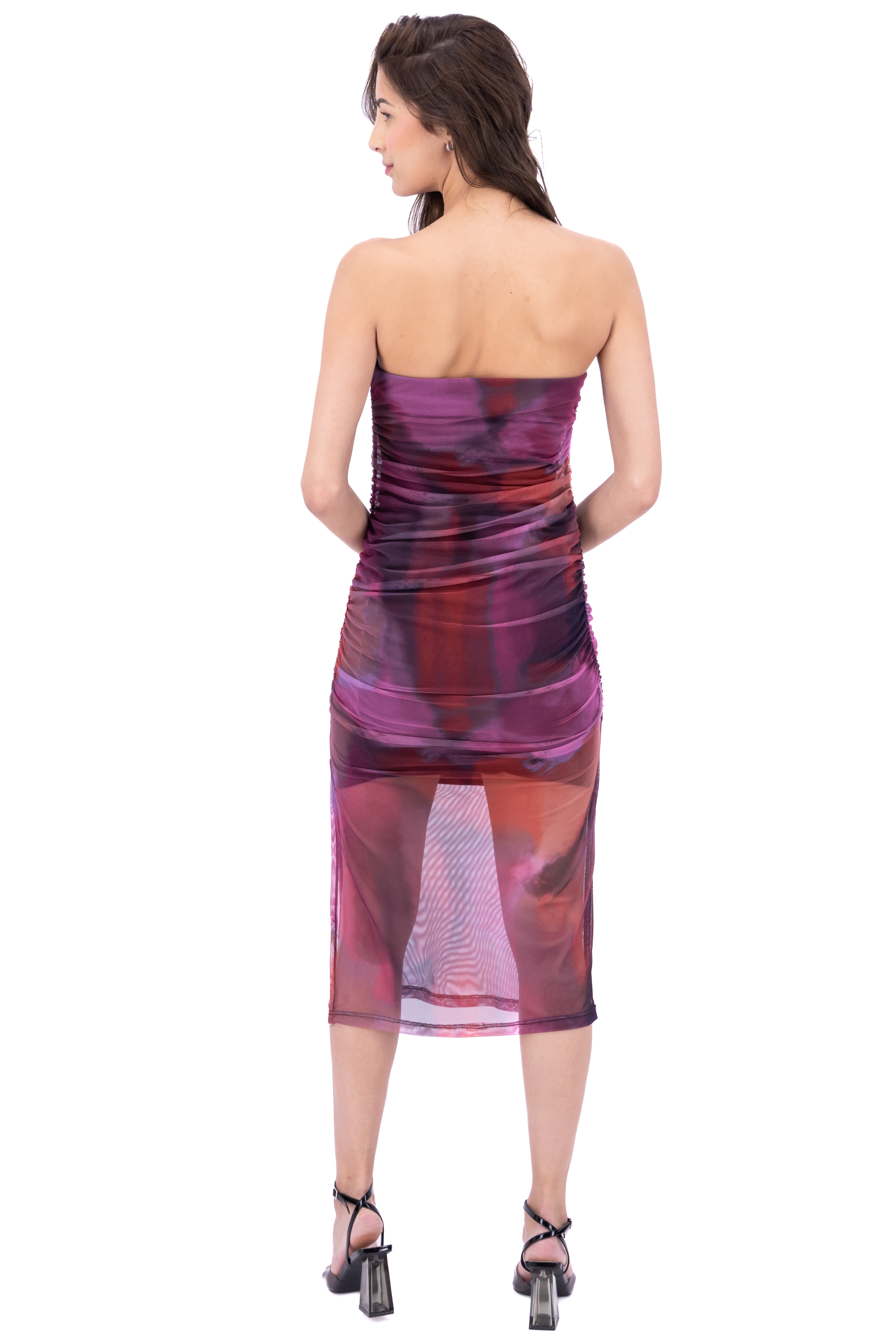 Vestido midi mesh tie dye ROSA COMBO