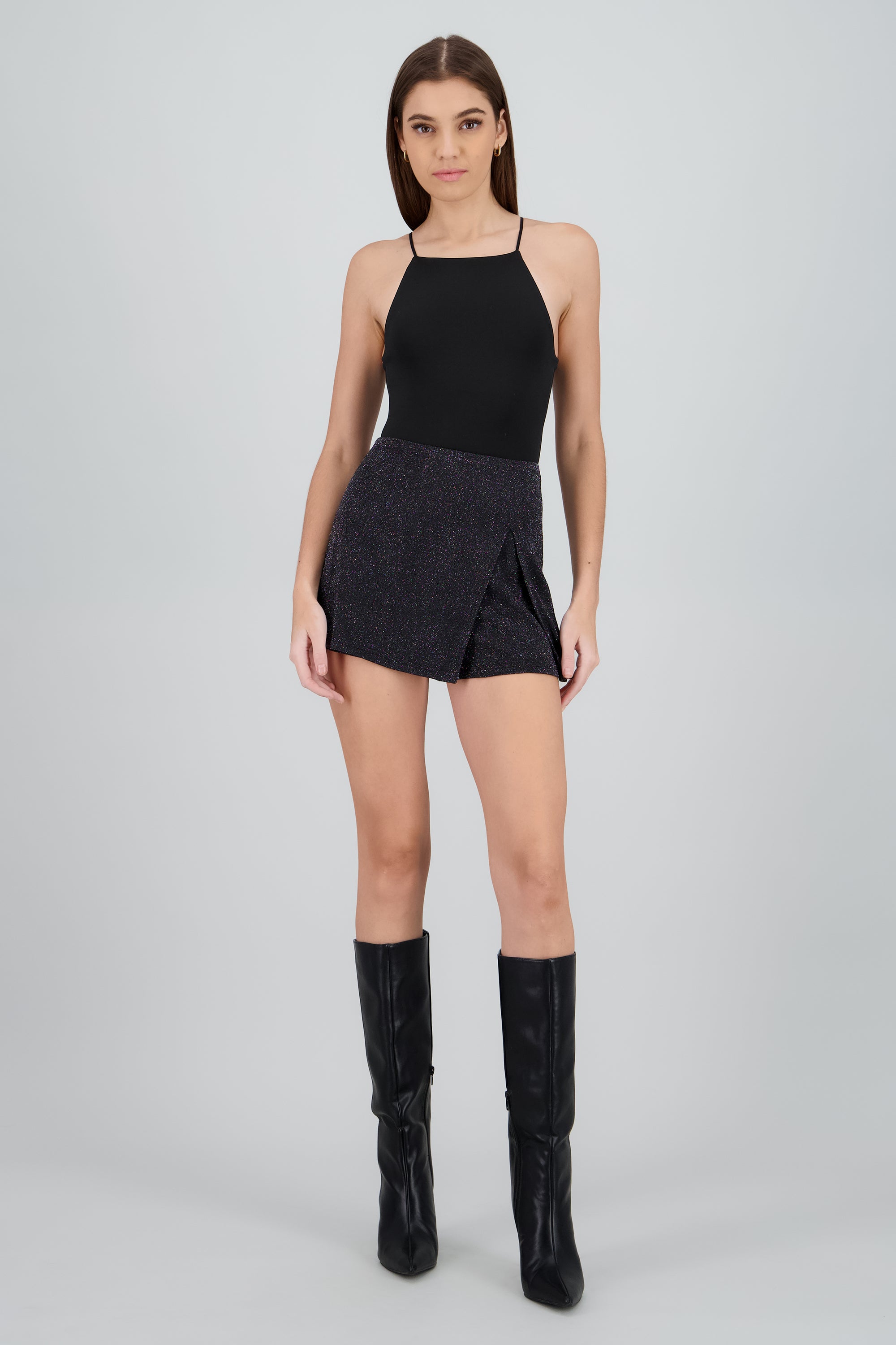 Falda short brillos NEGRO