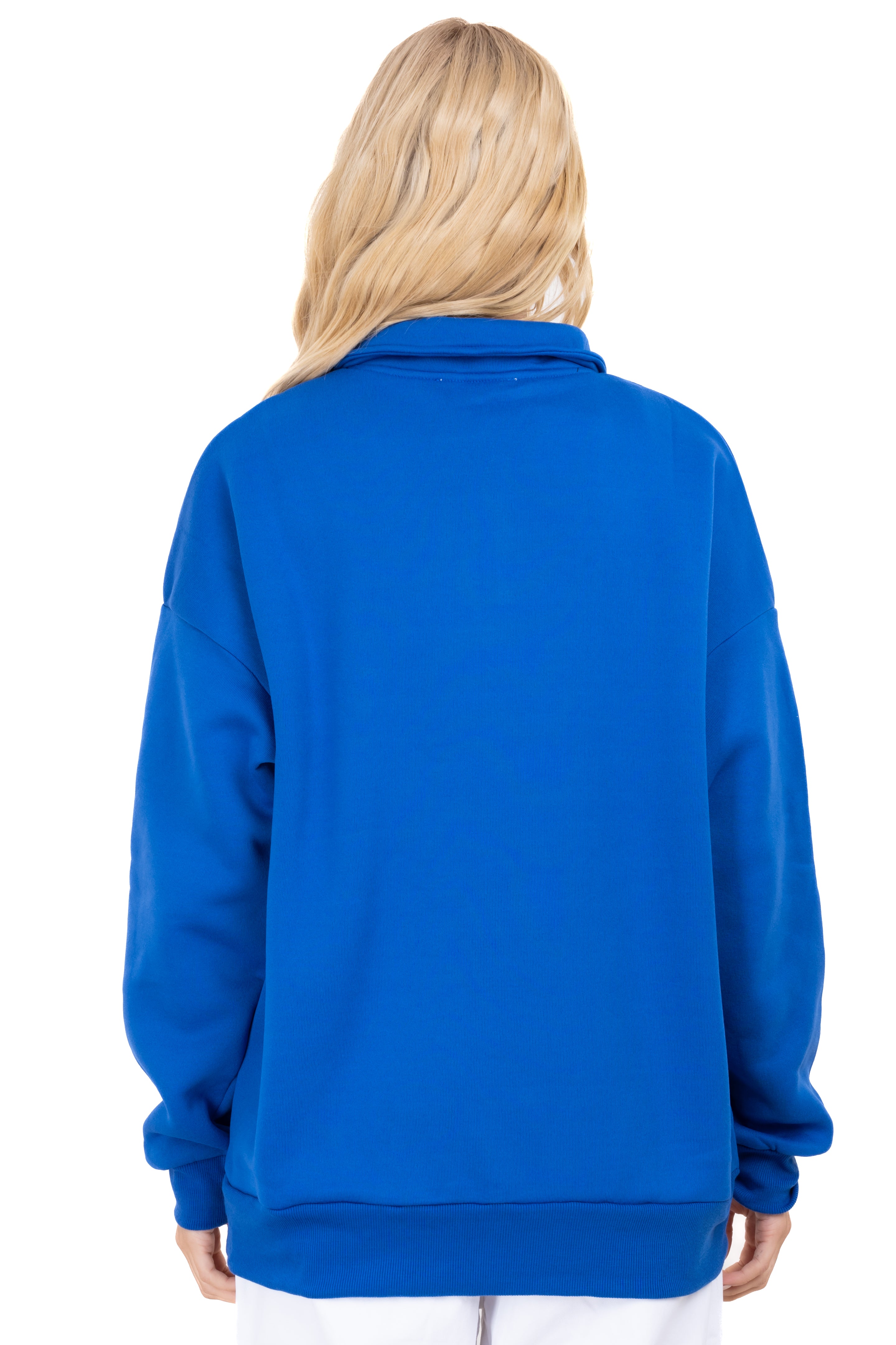 Sudadera oversize cuello alto AZUL REY