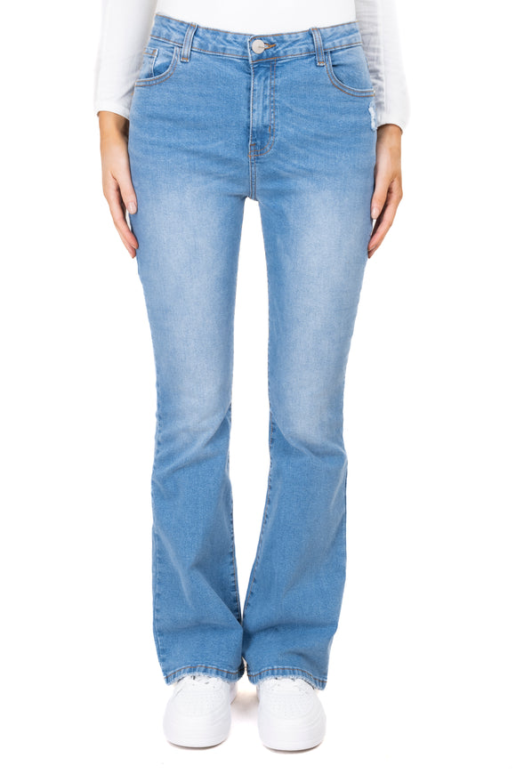 Jeans flared efecto desgastado