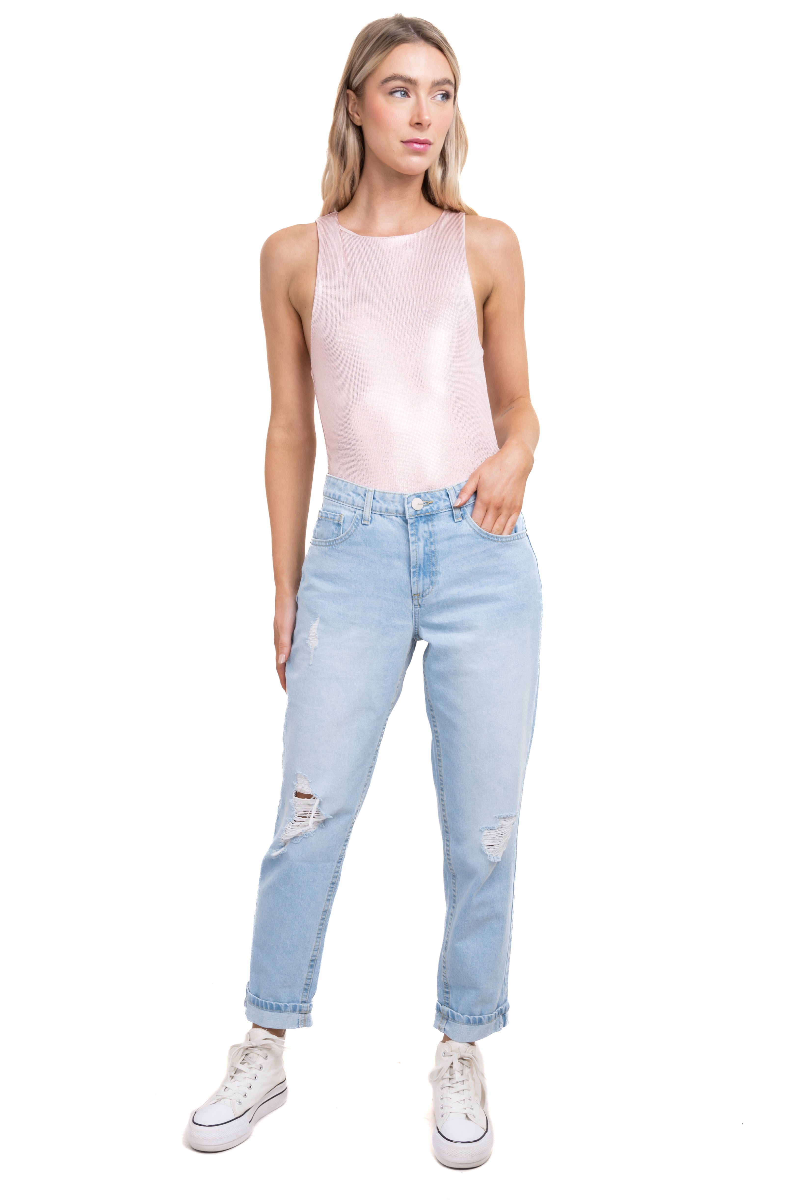 Jeans mom desgaste BLEACHED