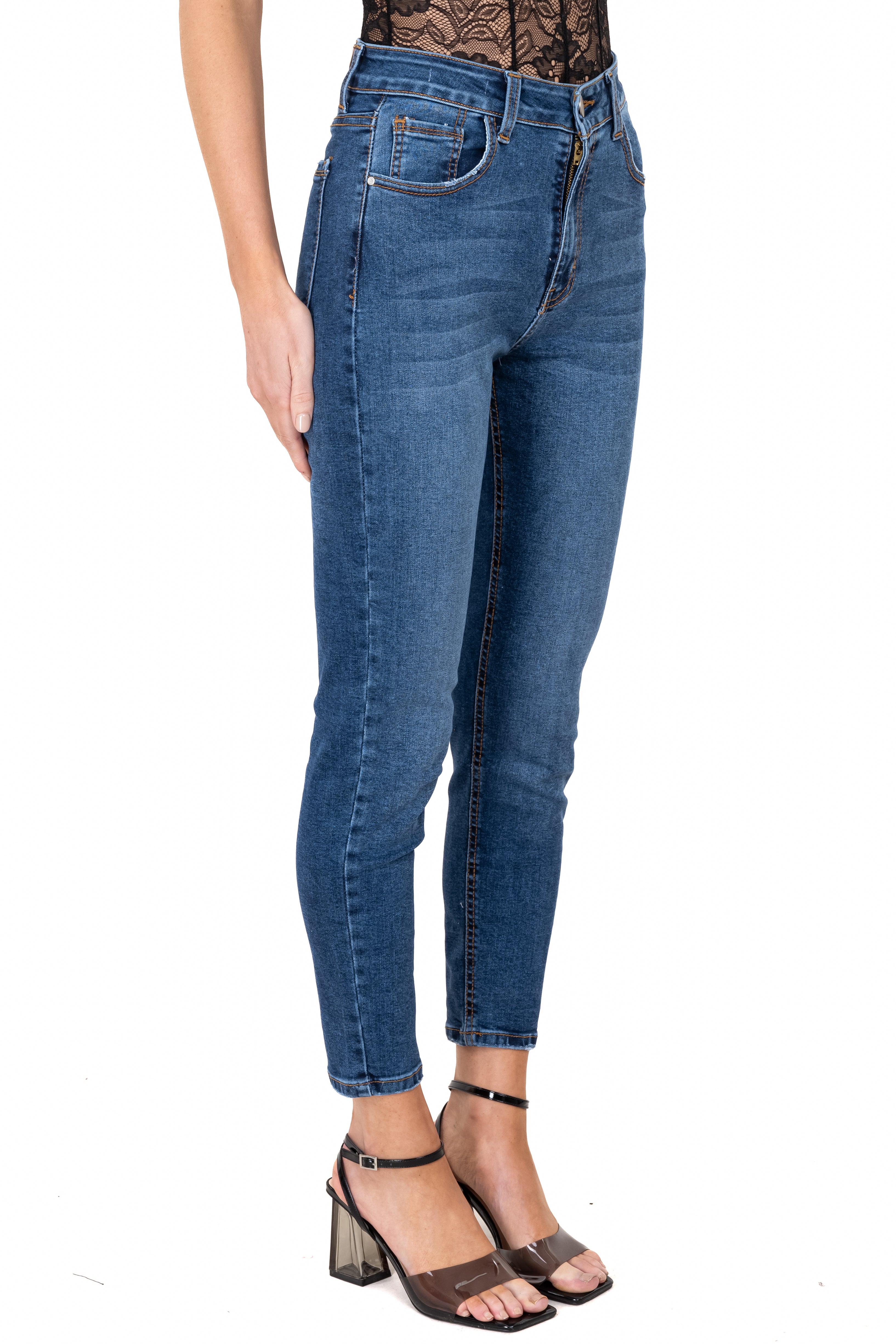 Jeans skinny cintura alta STONE MEDIO