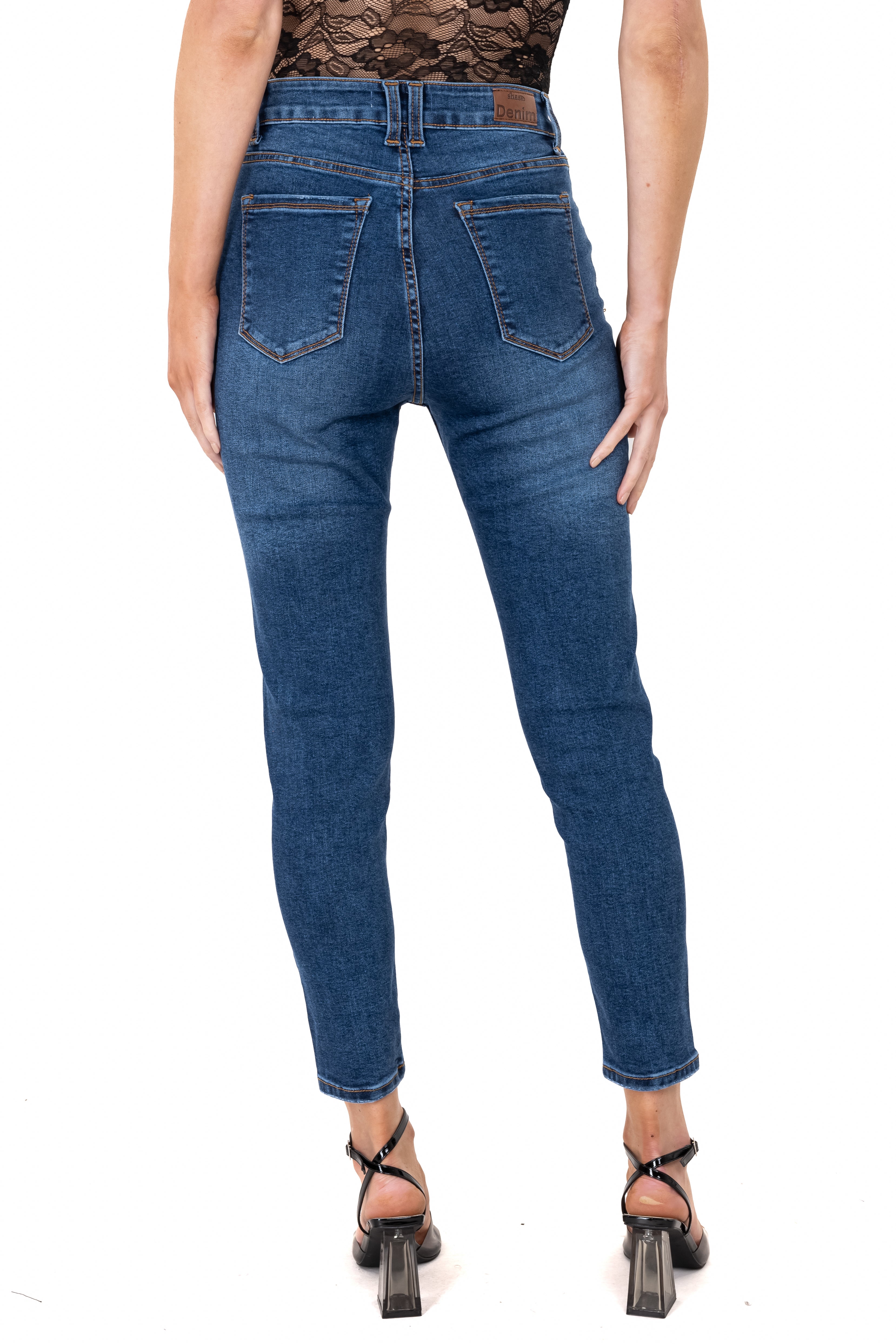 Jeans skinny cintura alta STONE MEDIO