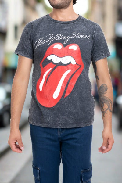 Playera acid wash Rolling Stones