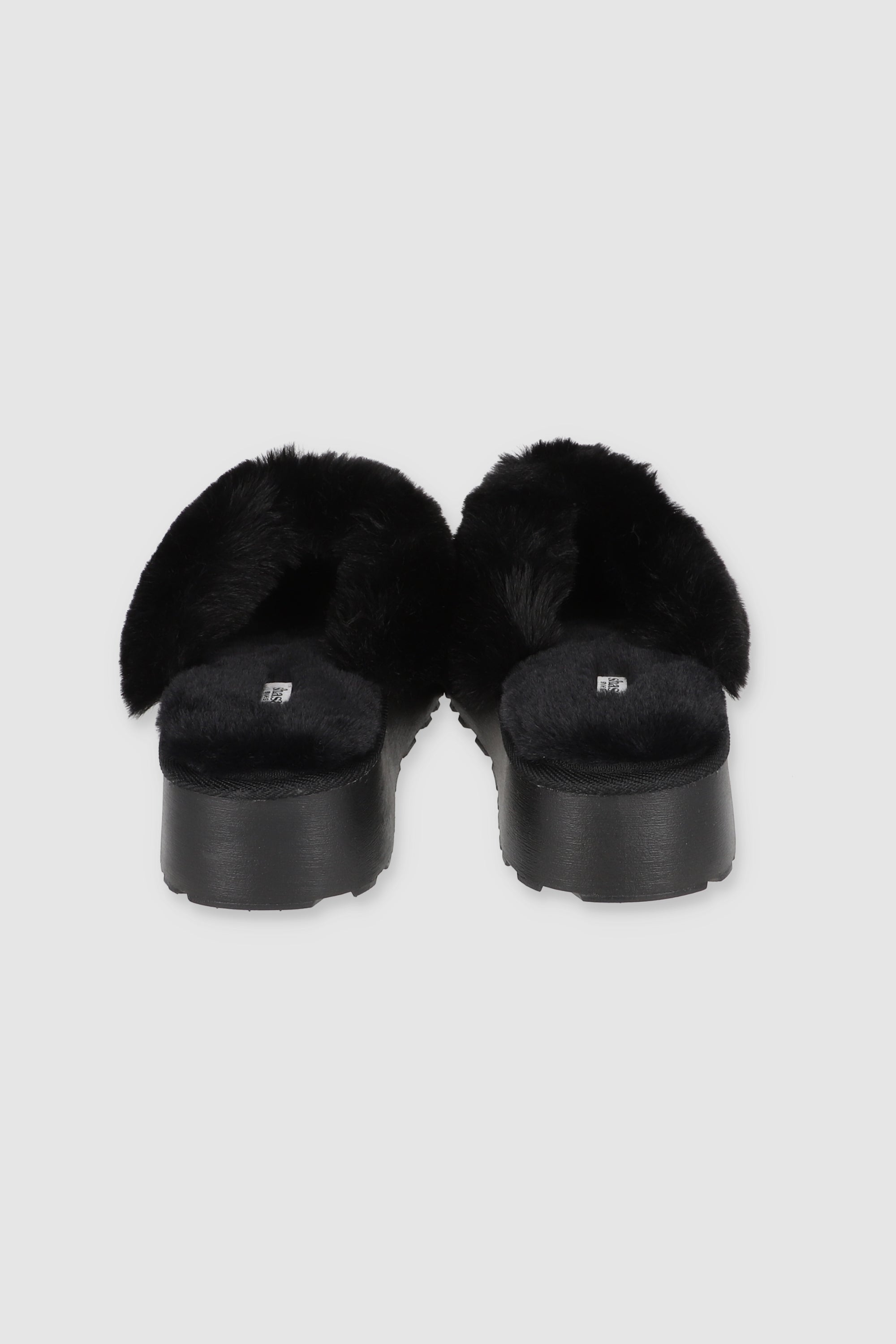 Pantuflas Sherpa Peluche Plataforma NEGRO