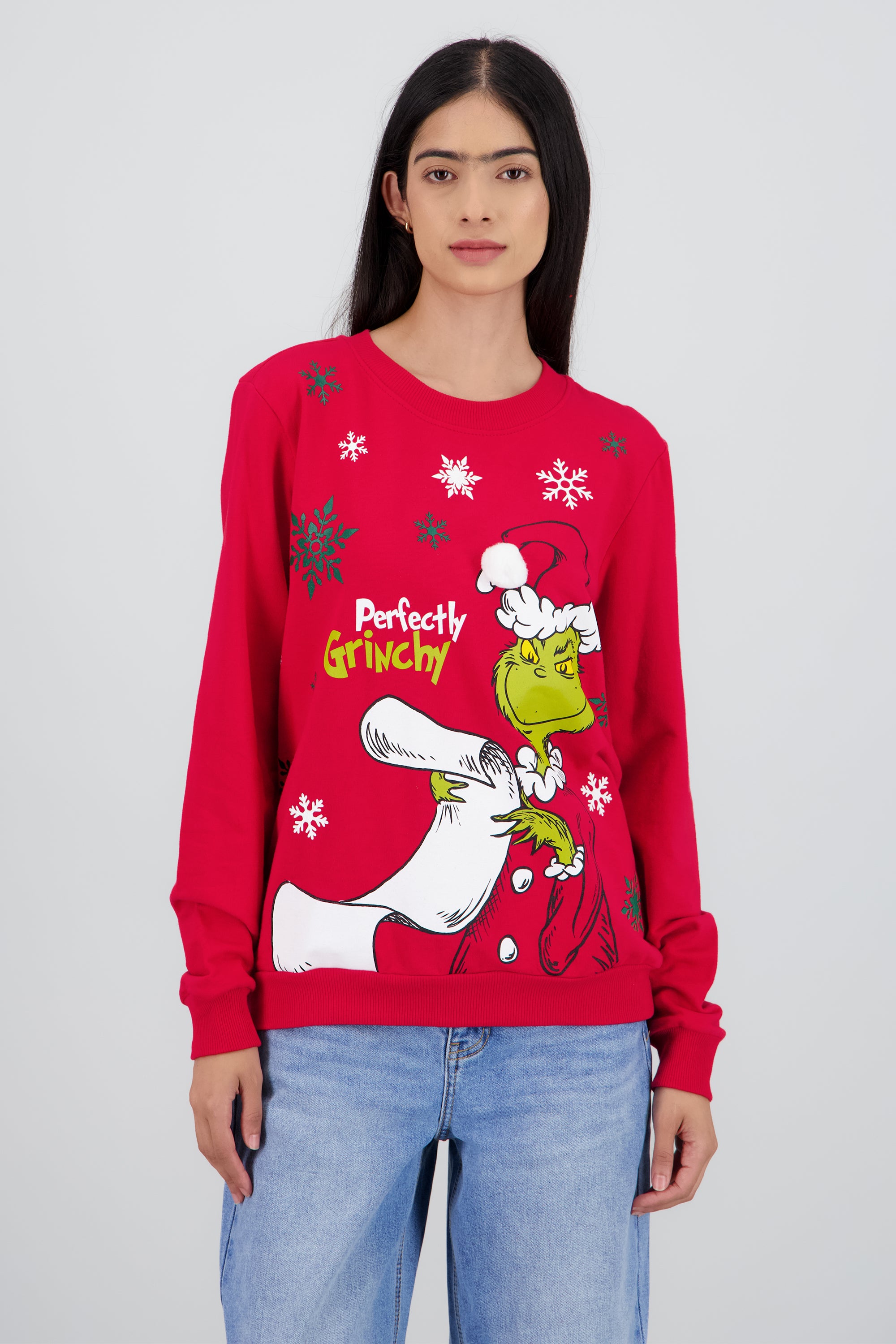 Sudadera Perfect Grinchy copos ROJO COMBO