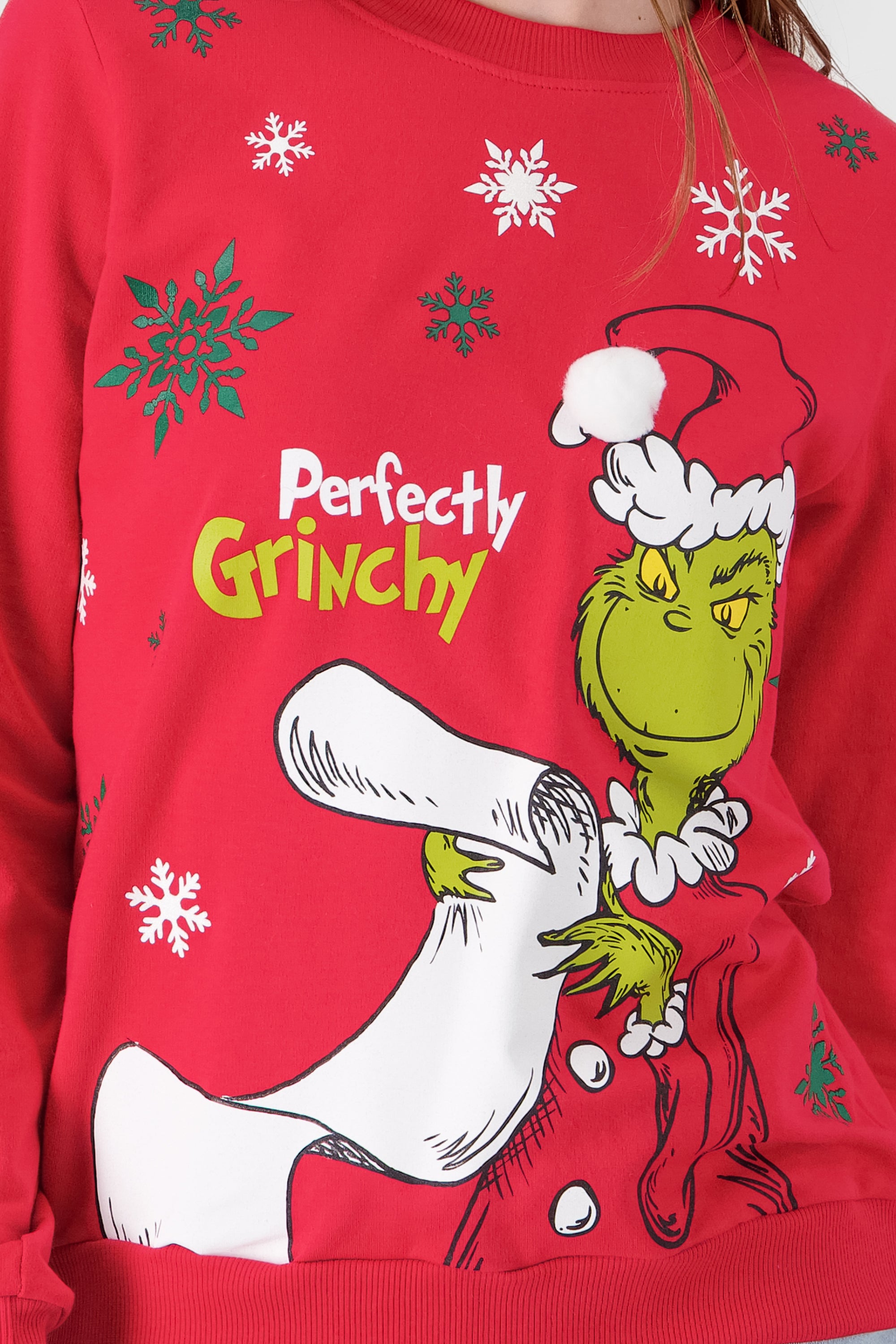 Sudadera Perfect Grinchy copos ROJO COMBO