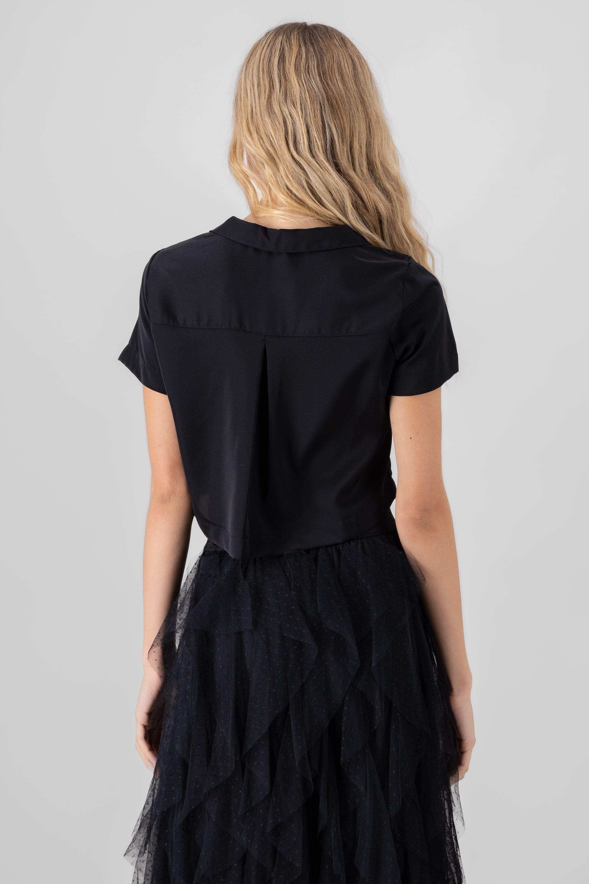 Camisa Crop Amplia Manga Corta NEGRO