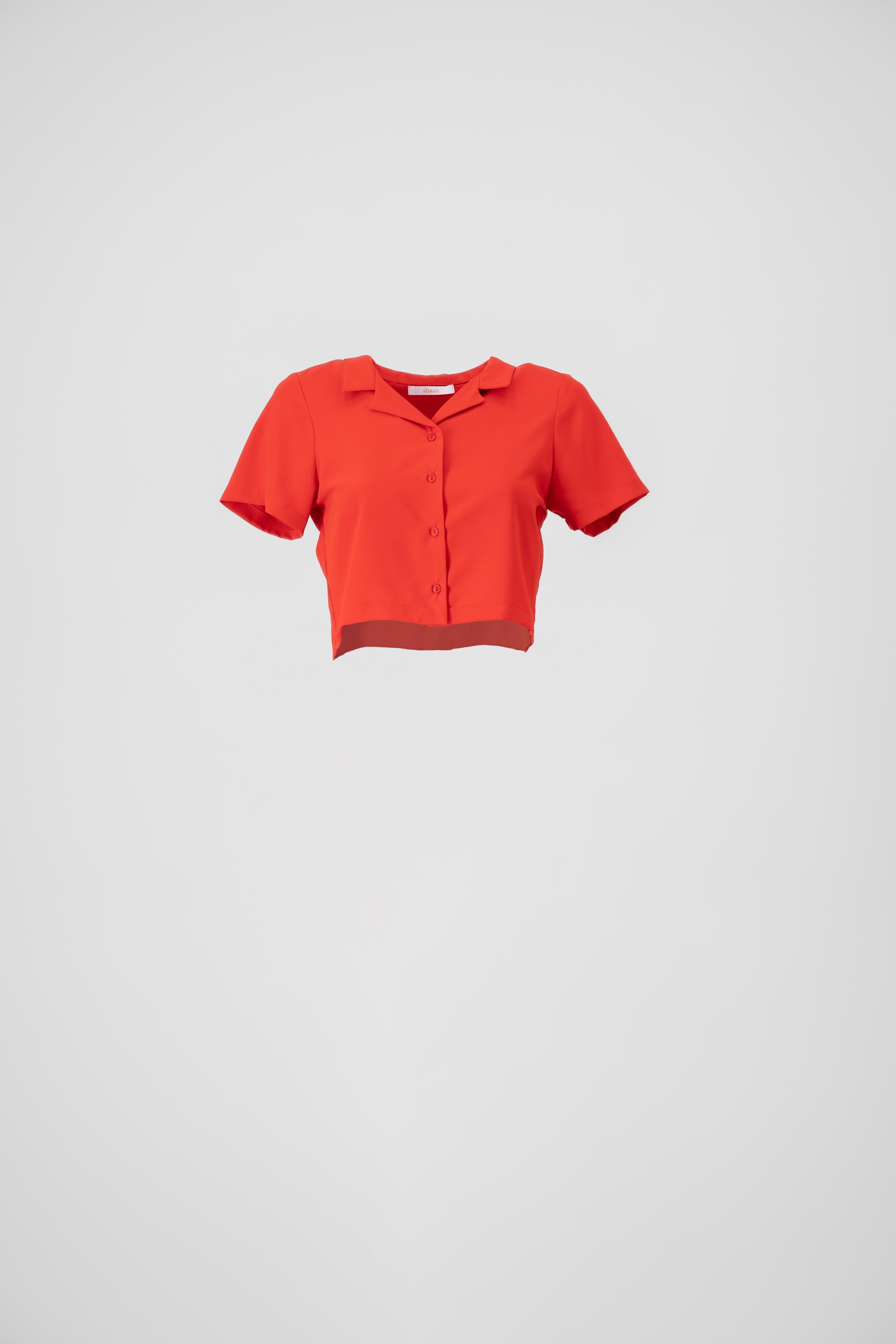 Camisa Crop Amplia Manga Corta ROJO