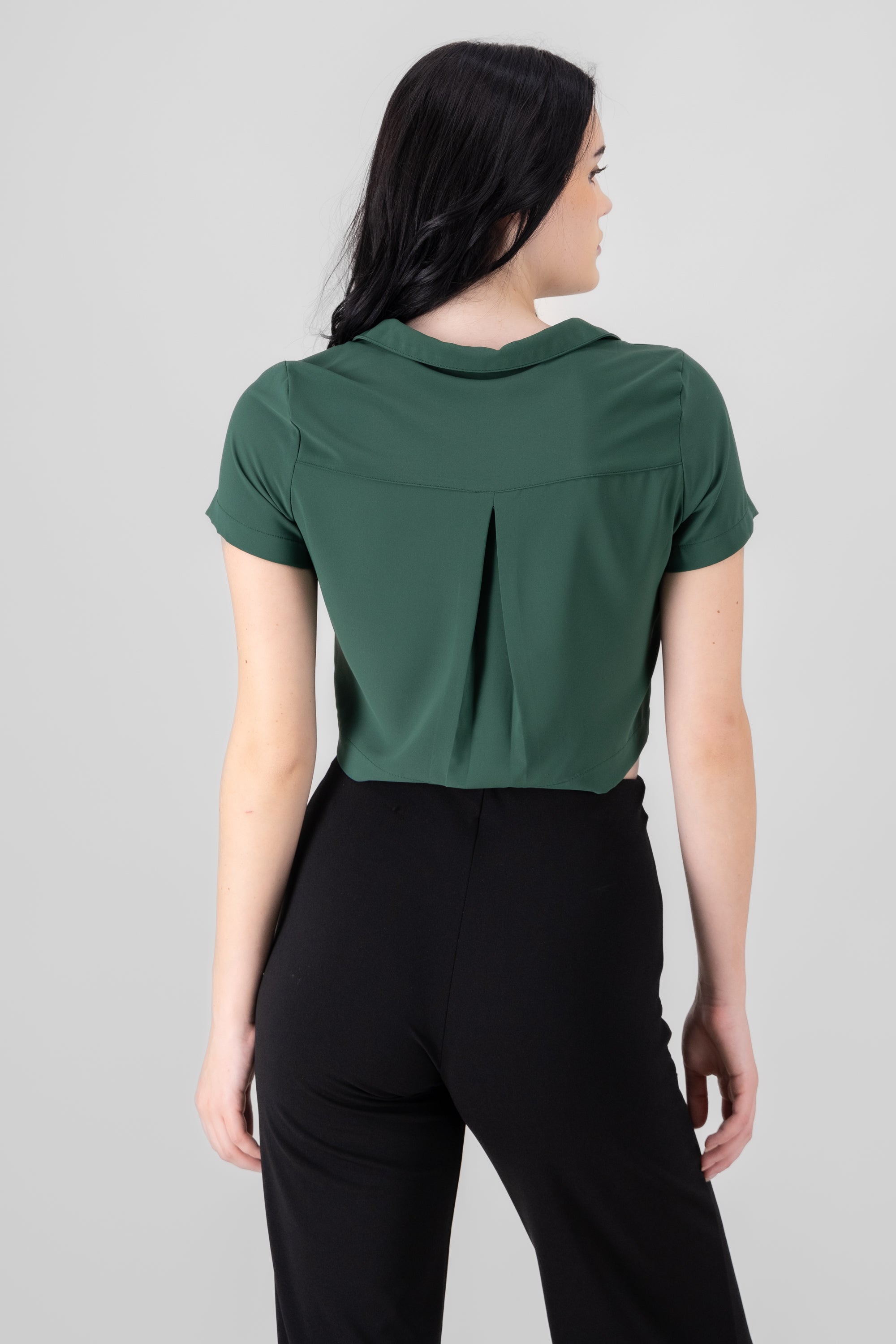 Camisa Crop Amplia Manga Corta VERDE CAZADOR