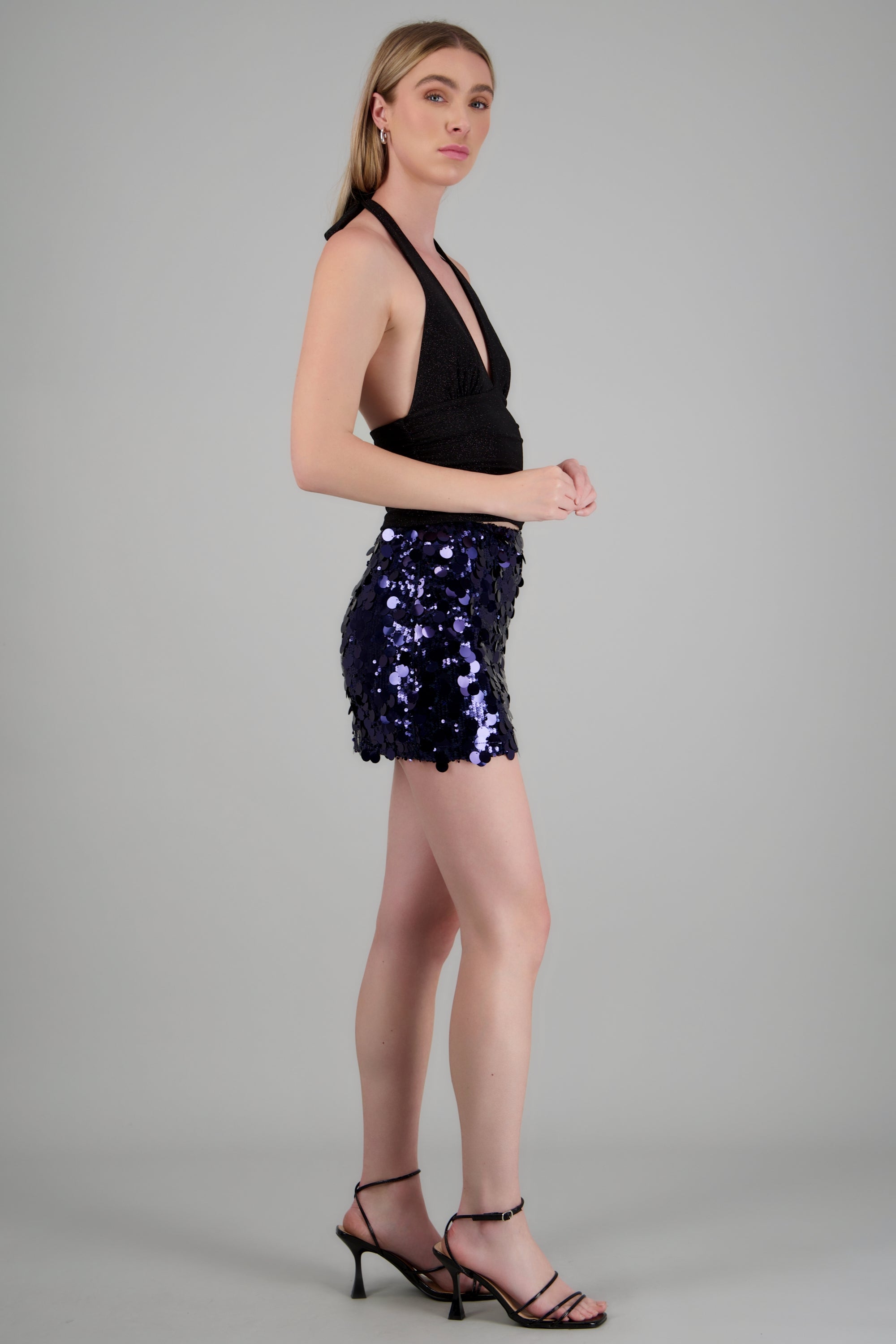 Falda mini lentejuelas lunares MARINO