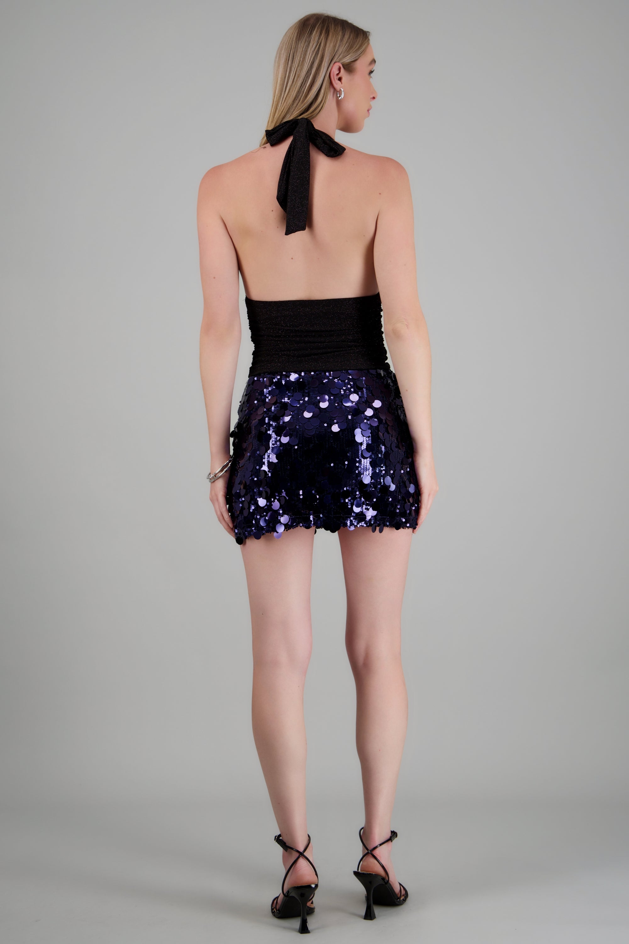 Falda mini lentejuelas lunares MARINO