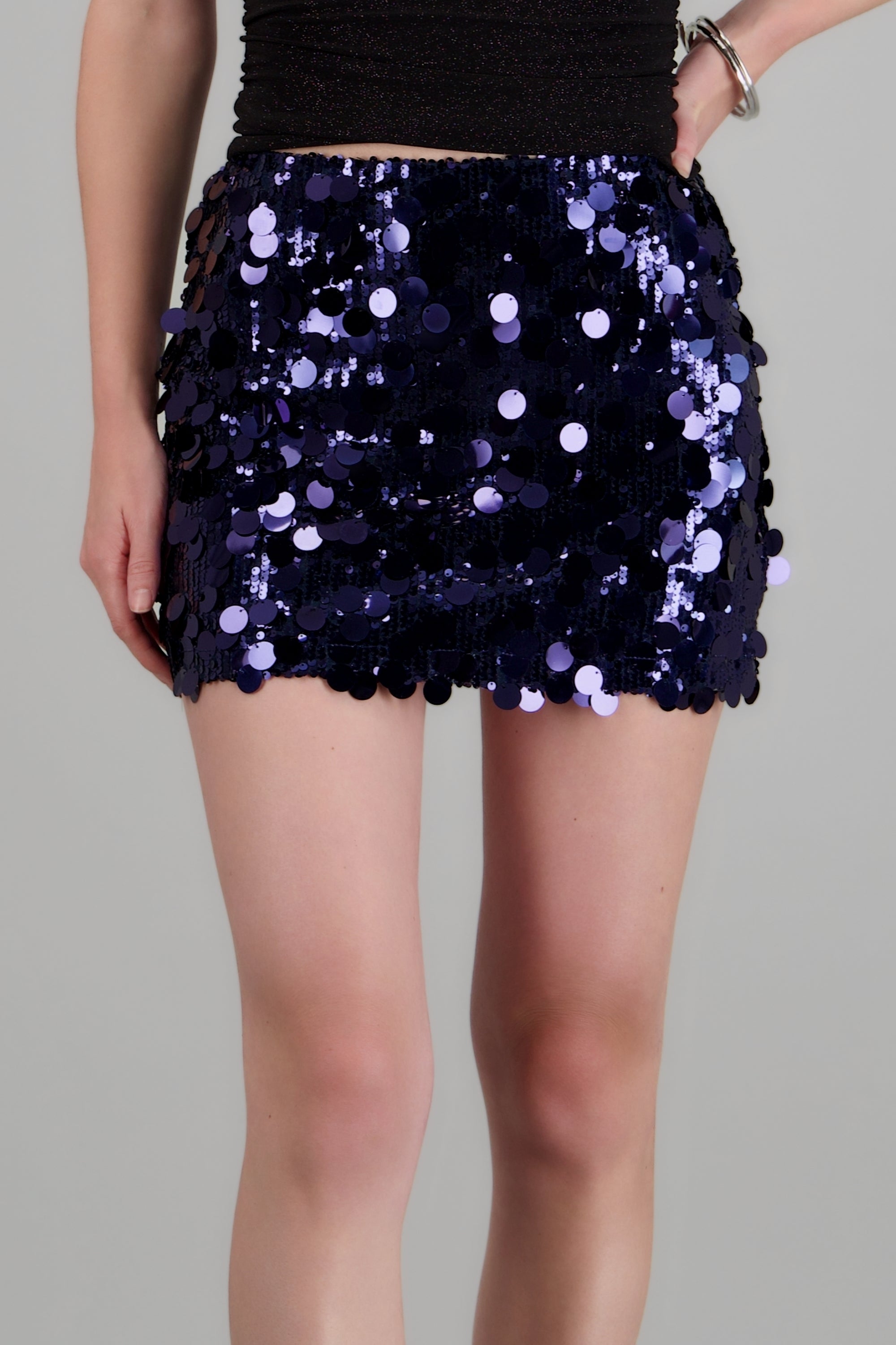 Falda mini lentejuelas lunares MARINO