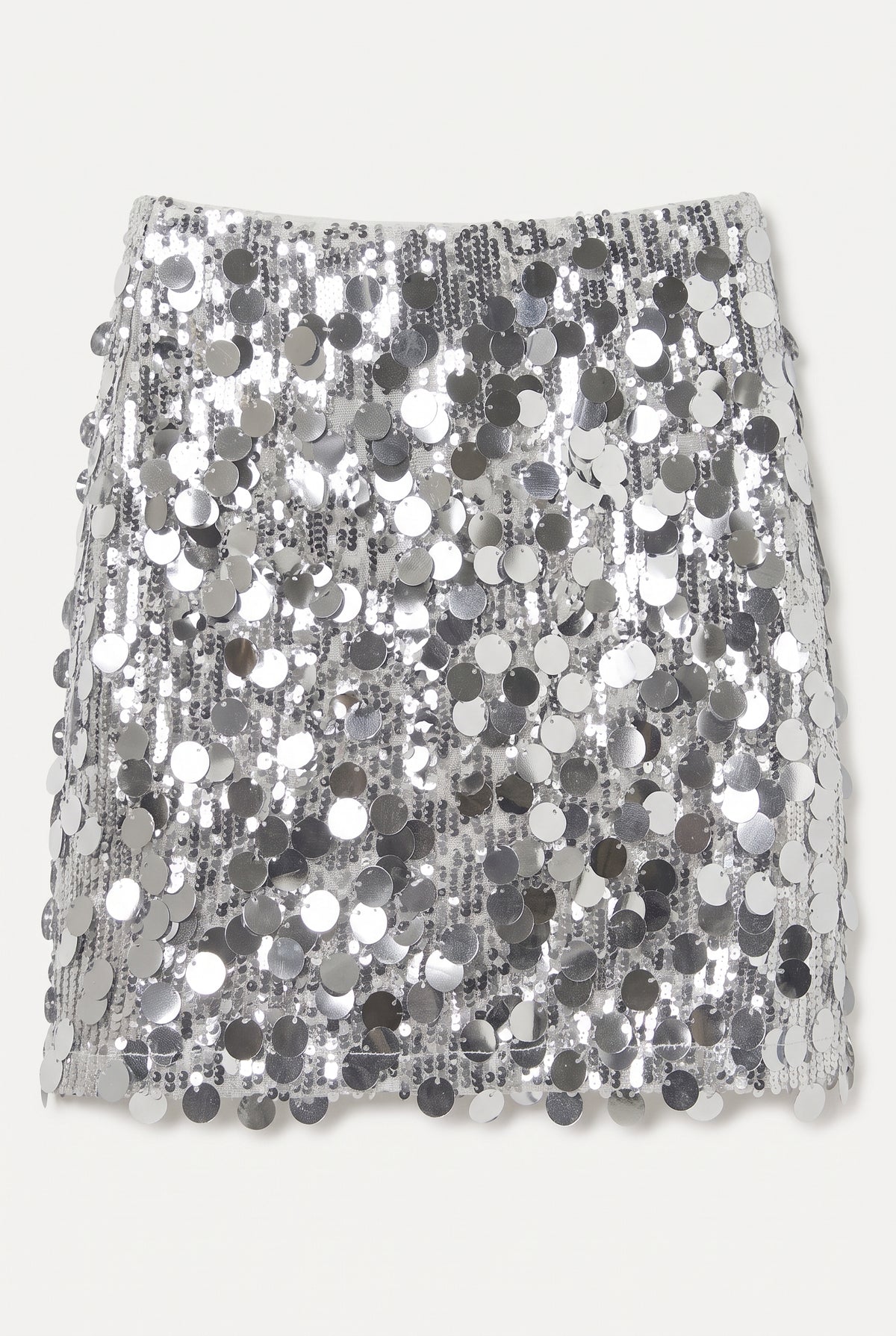 Falda mini lentejuelas lunares PLATA