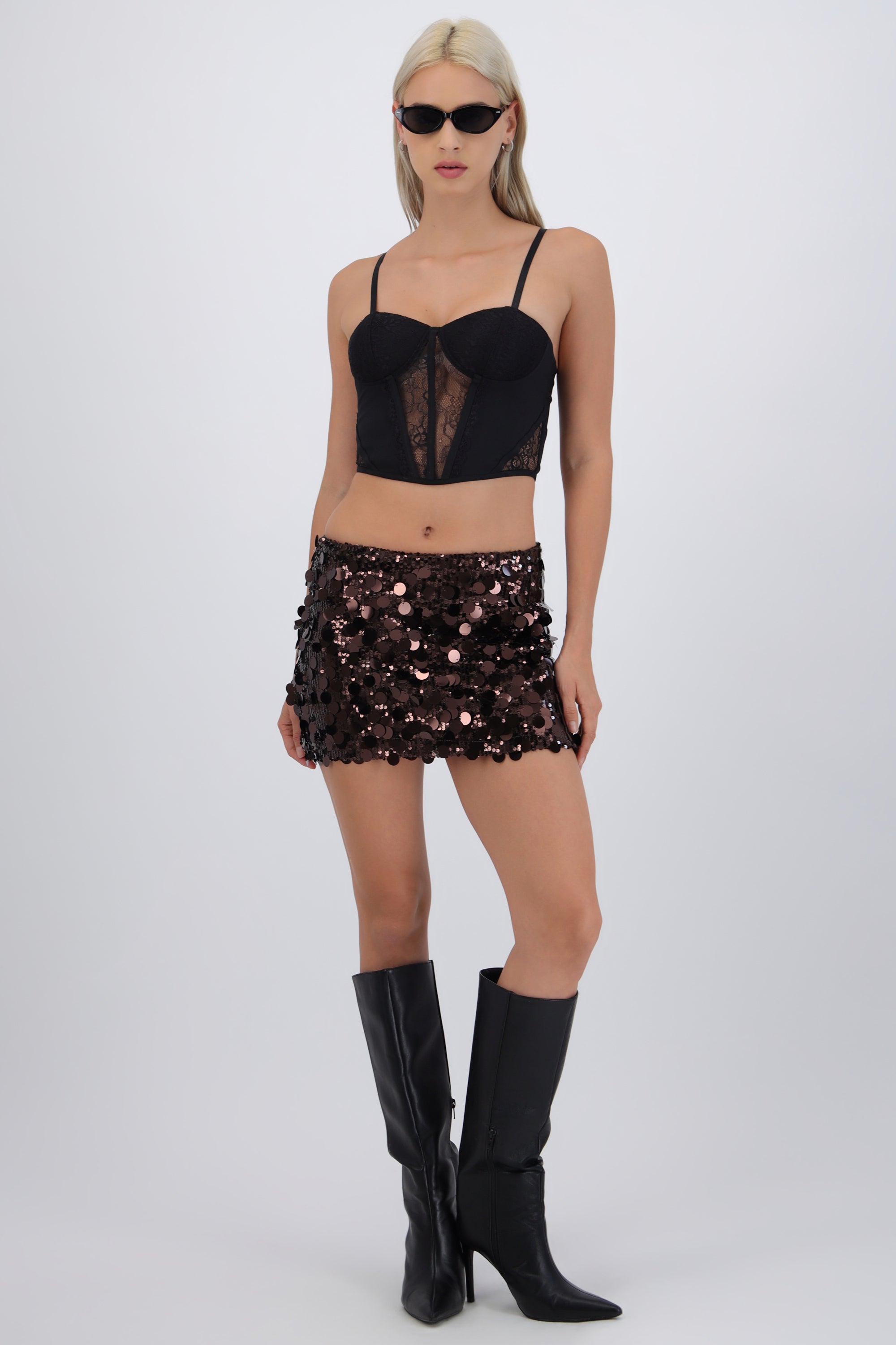 Falda mini lentejuelas lunares