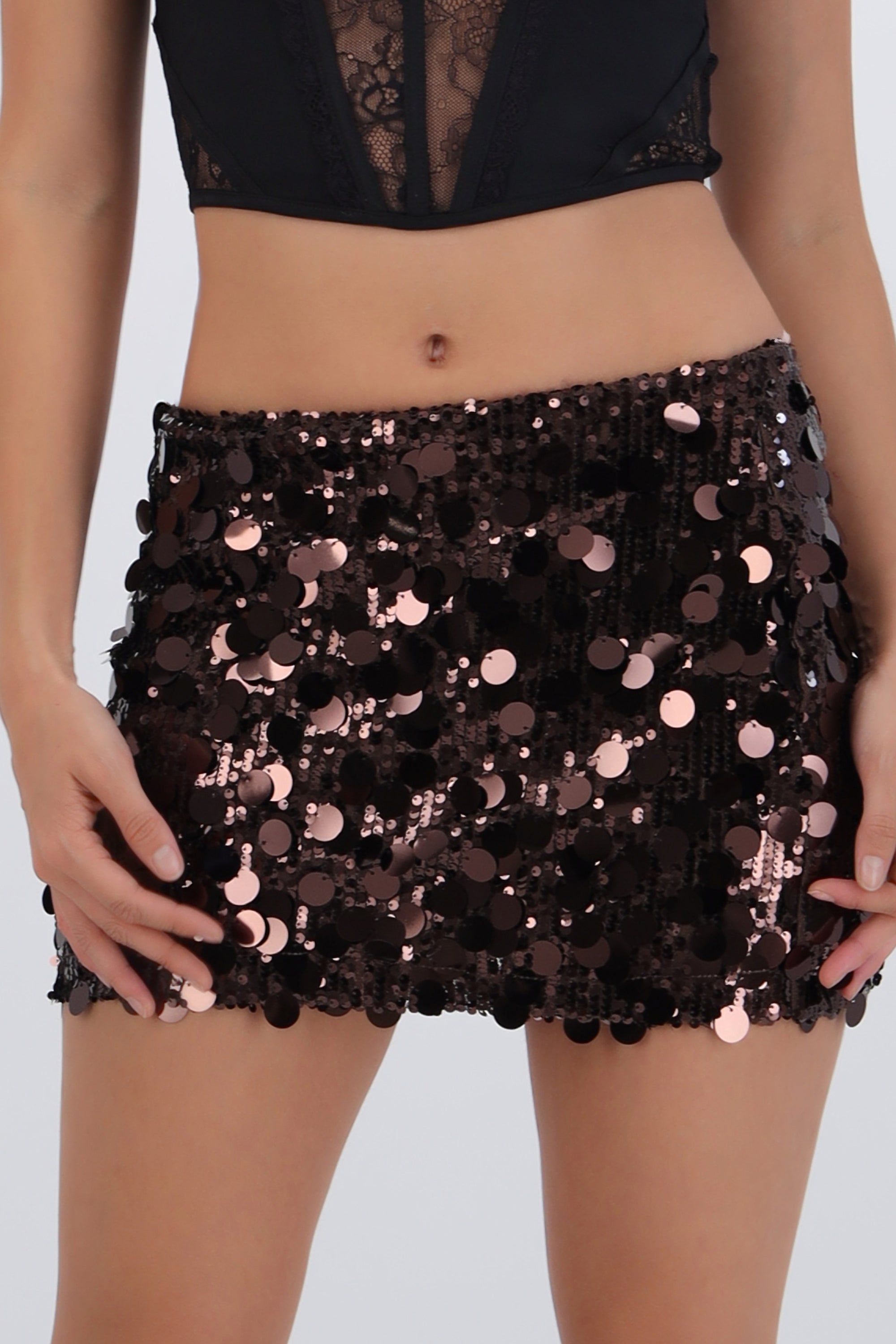 Falda mini lentejuelas lunares