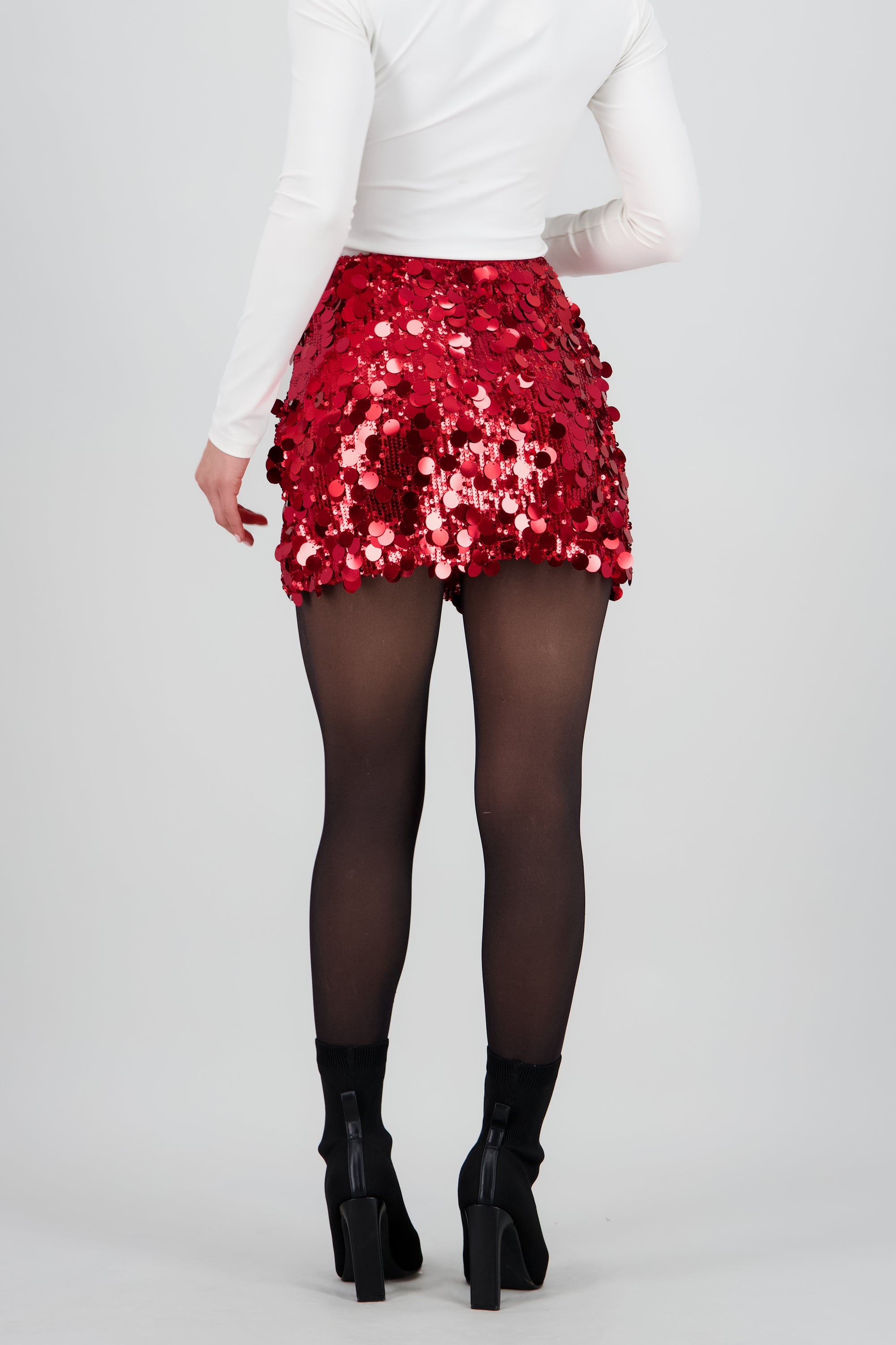 Falda mini lentejuelas lunares ROJO
