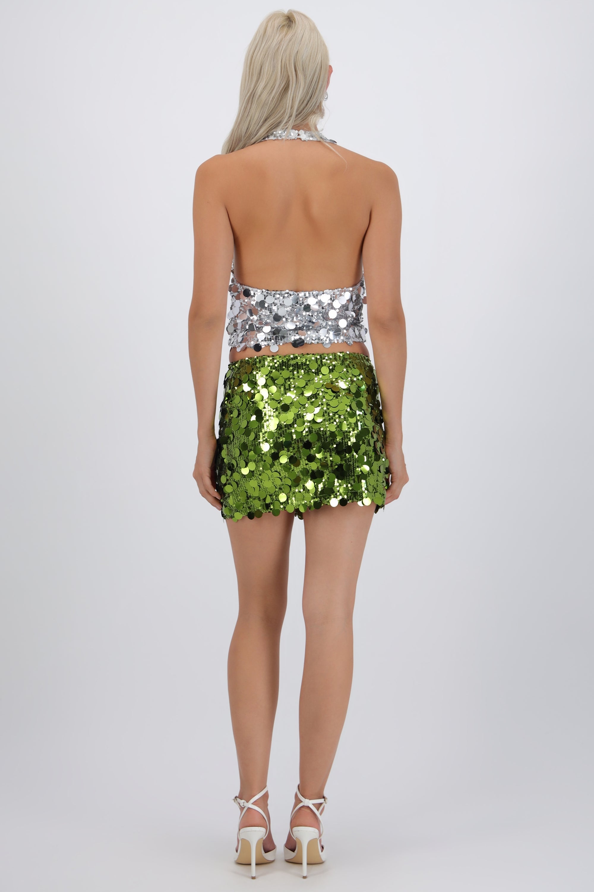 Falda mini lentejuelas lunares