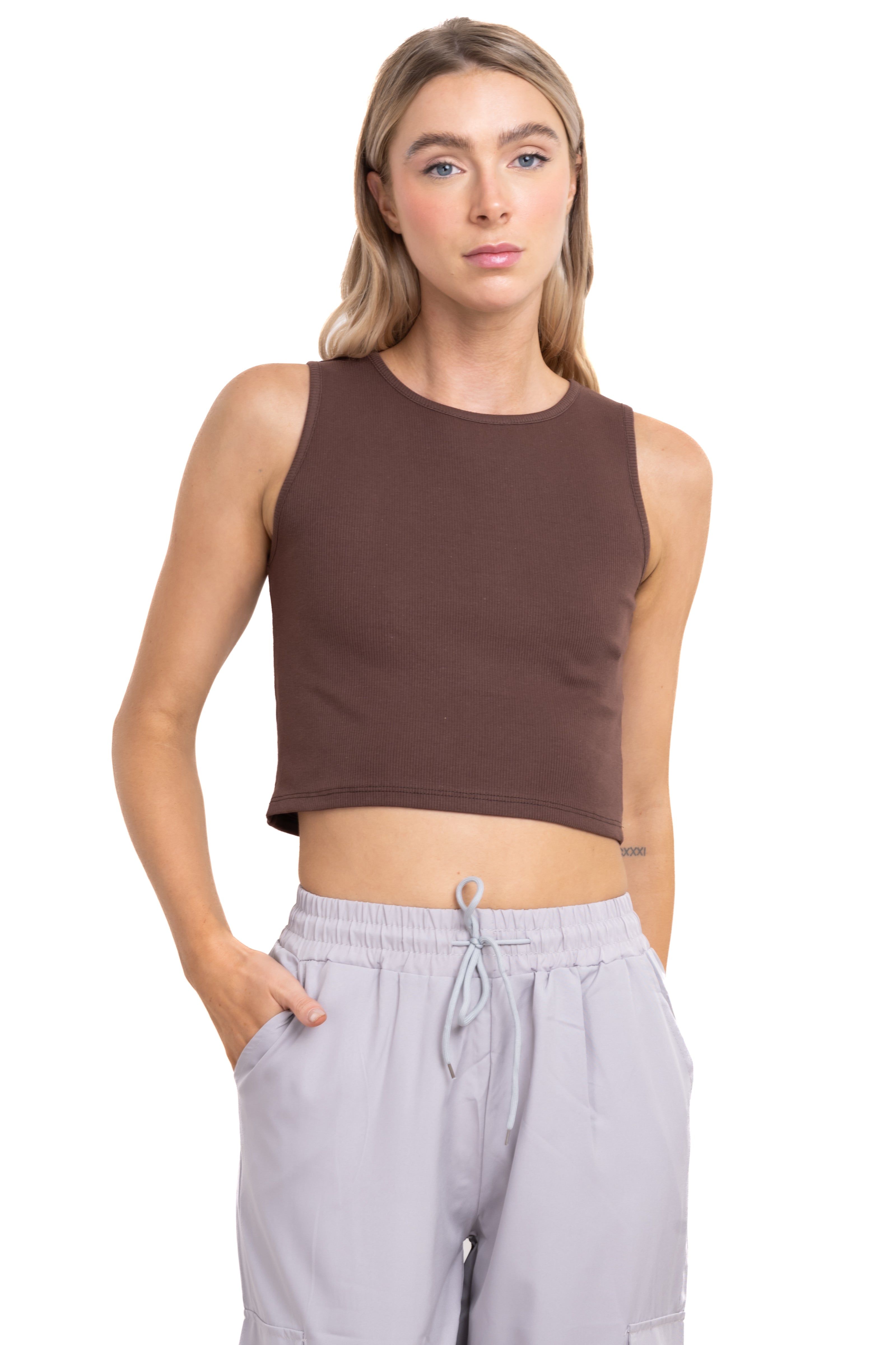 Top tank liso acanalado CAFE