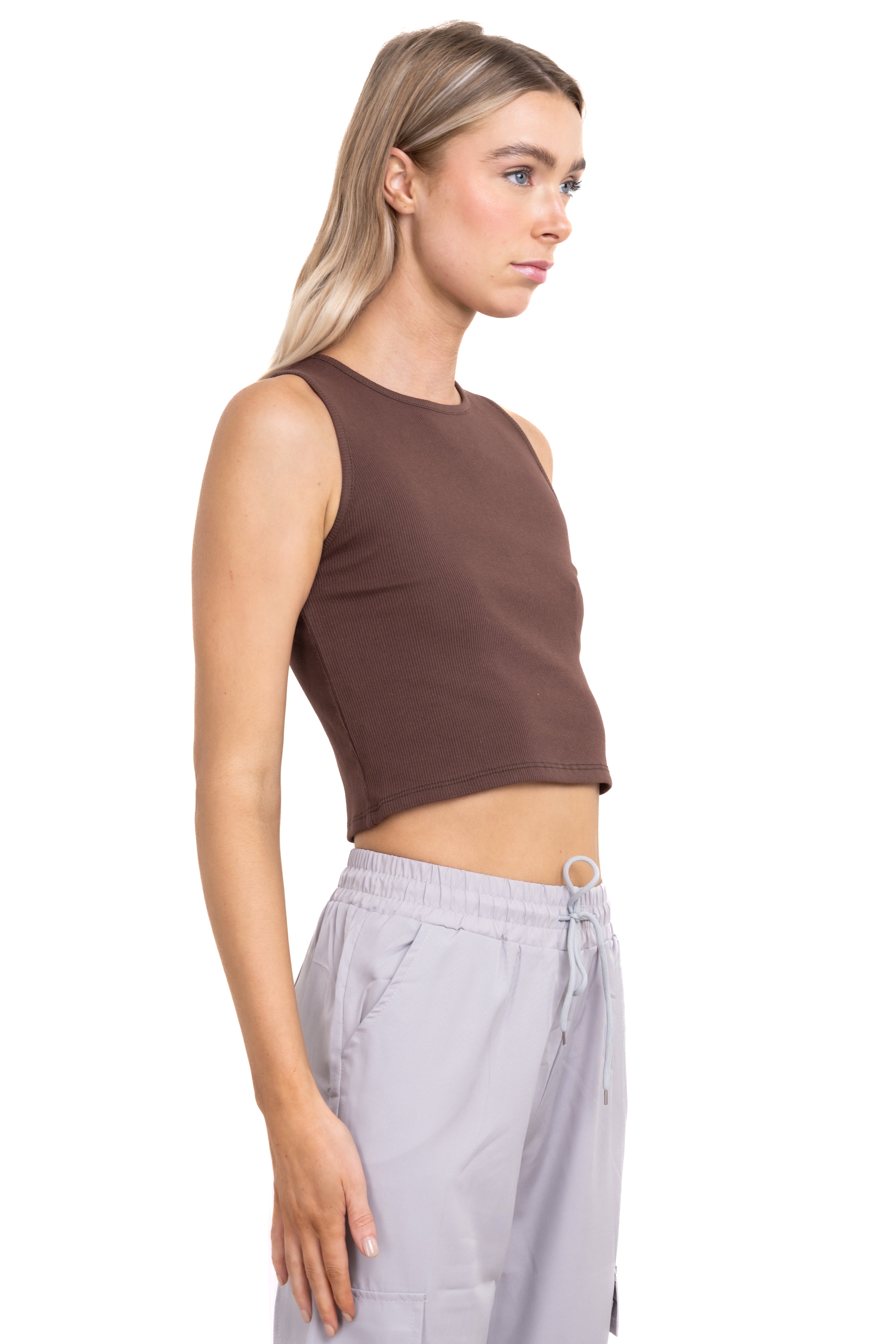 Top tank liso acanalado CAFE