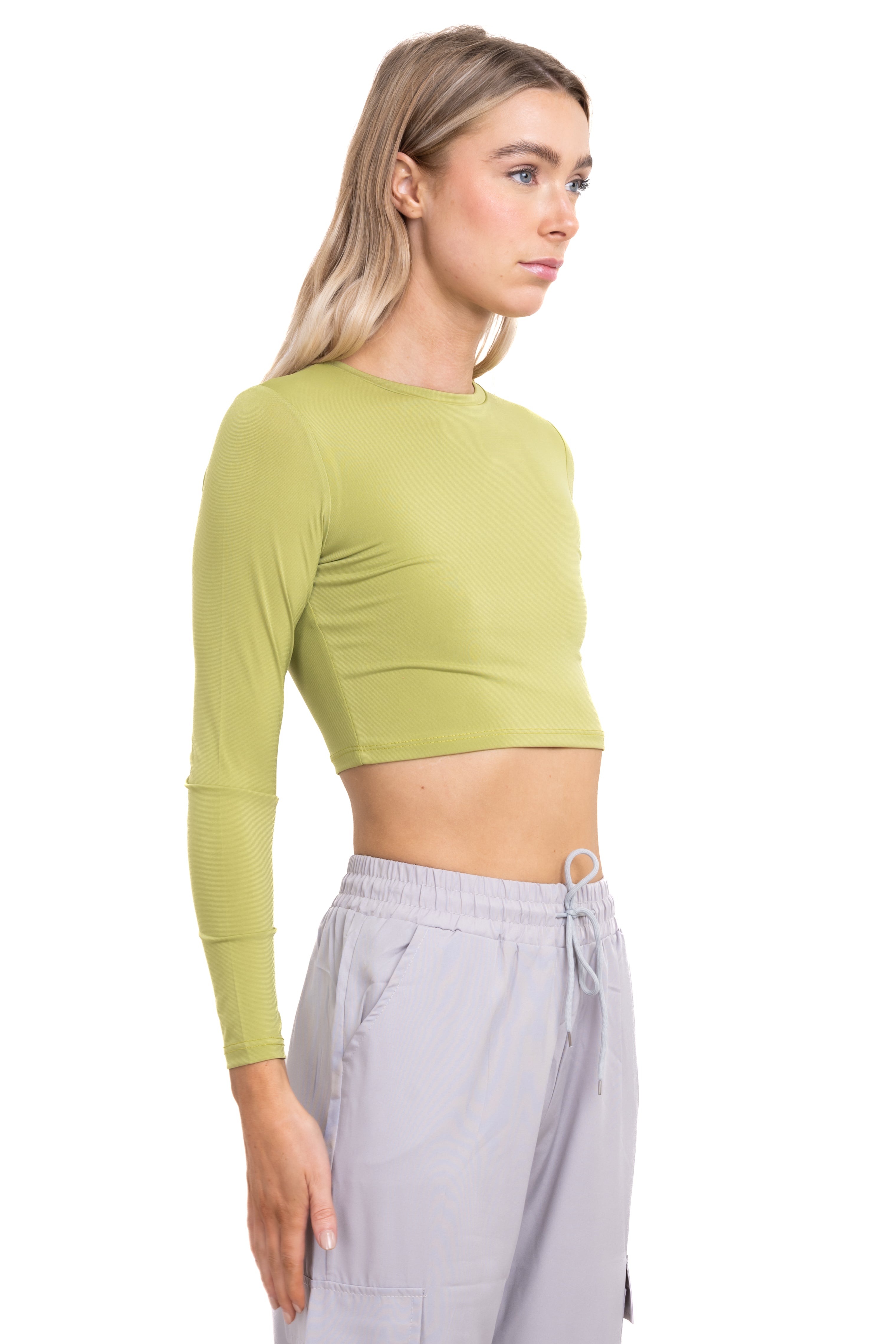 Top crop manga larga VERDE