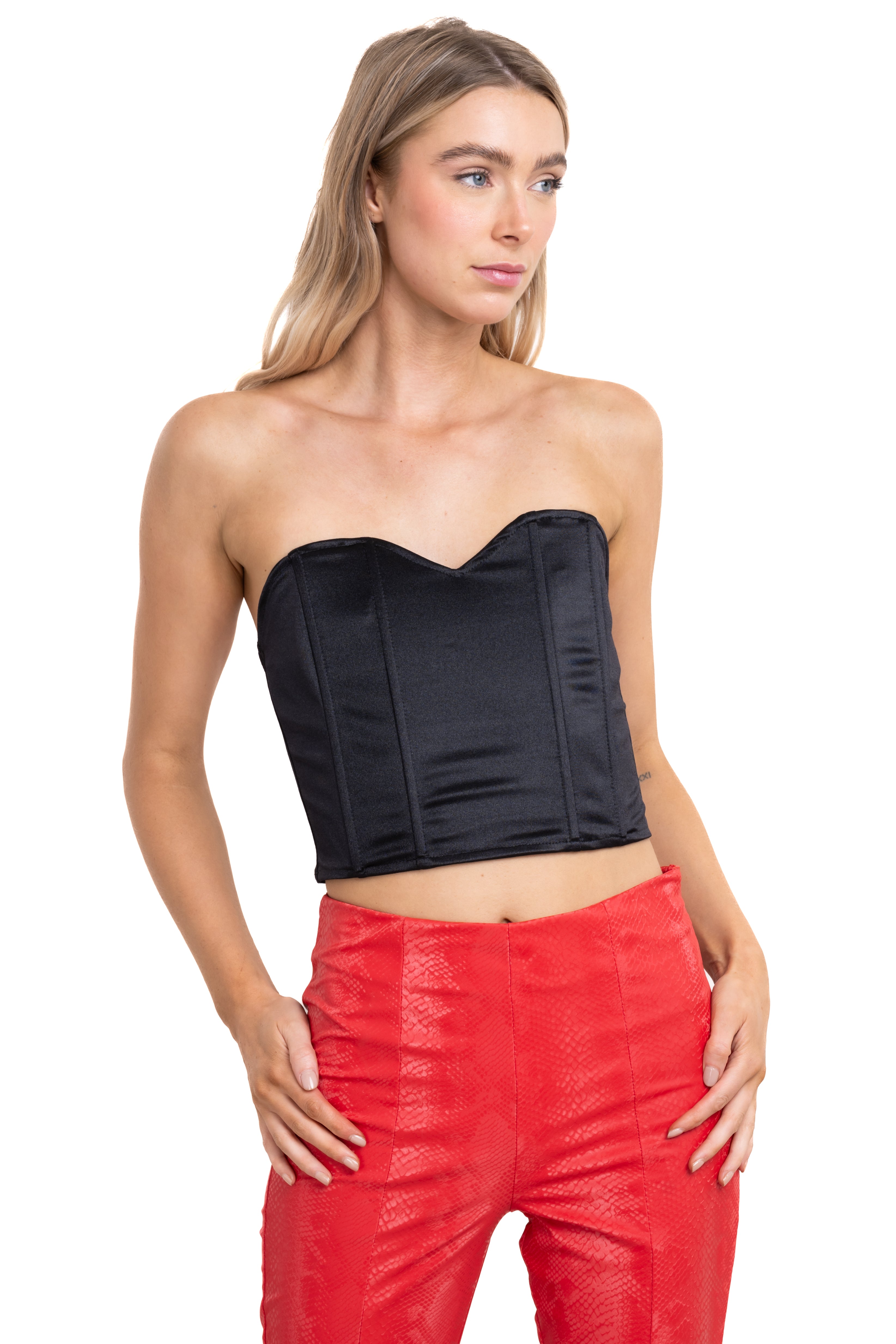 Top bustier escote corazón NEGRO