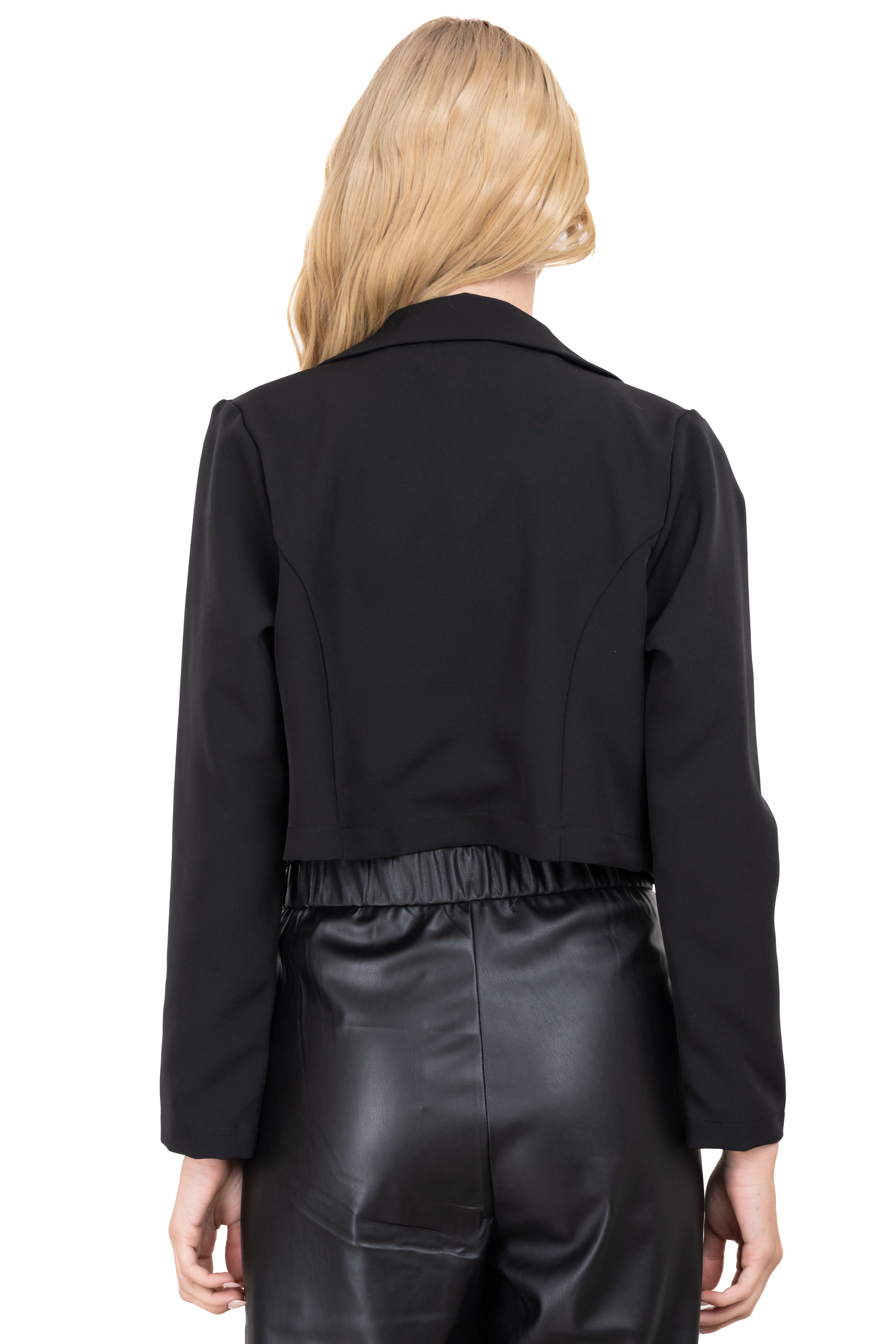 Saco crop cuello solapa NEGRO