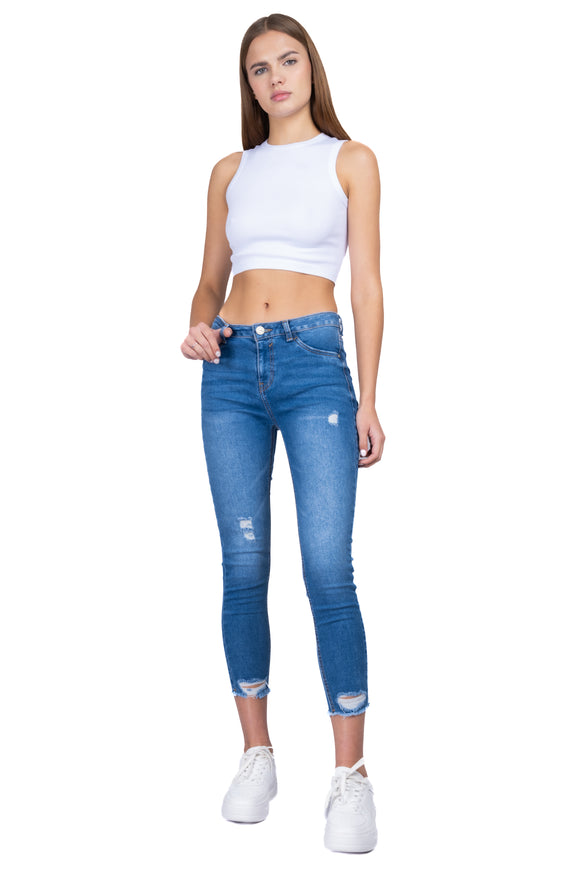 Jeans skinny con destrucción