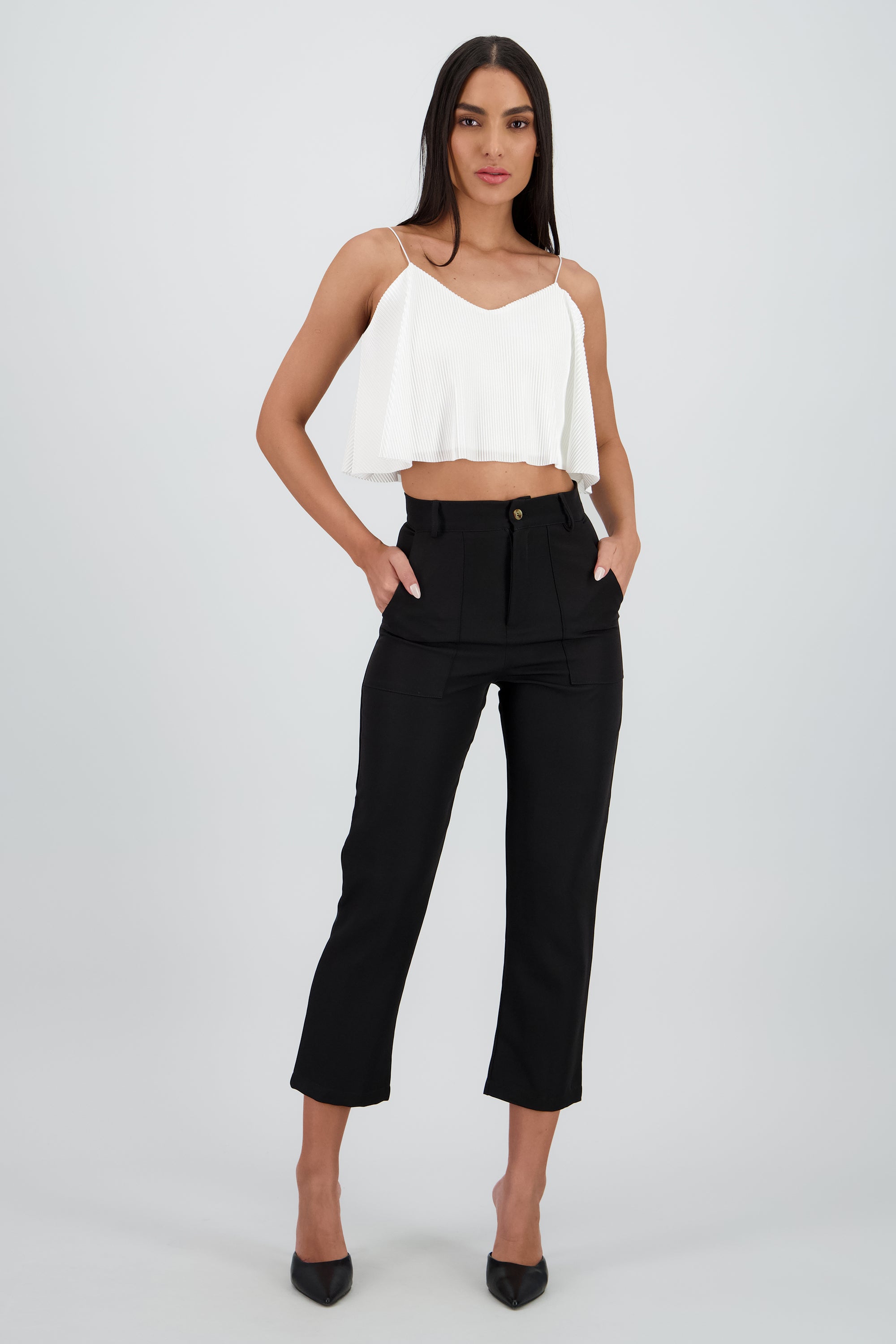 Pantalón Cintura Alta Bolsas