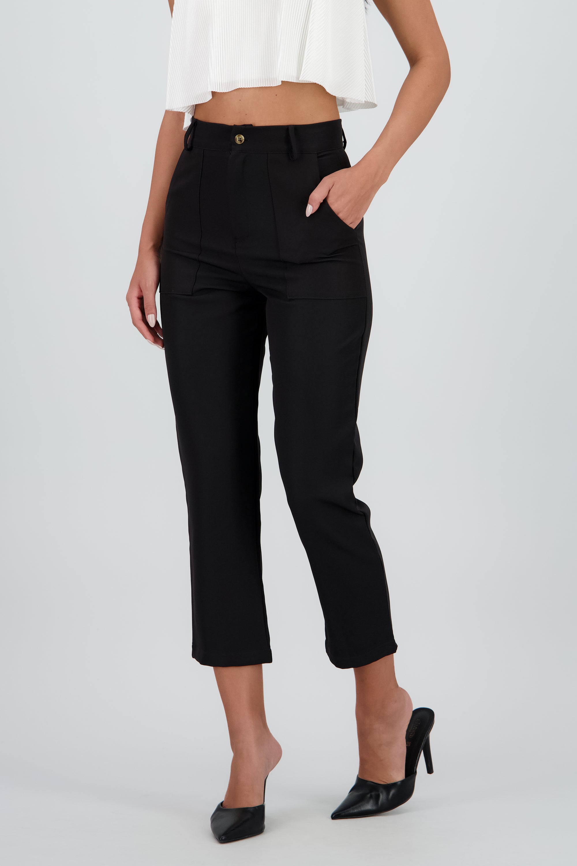 Pantalón Cintura Alta Bolsas