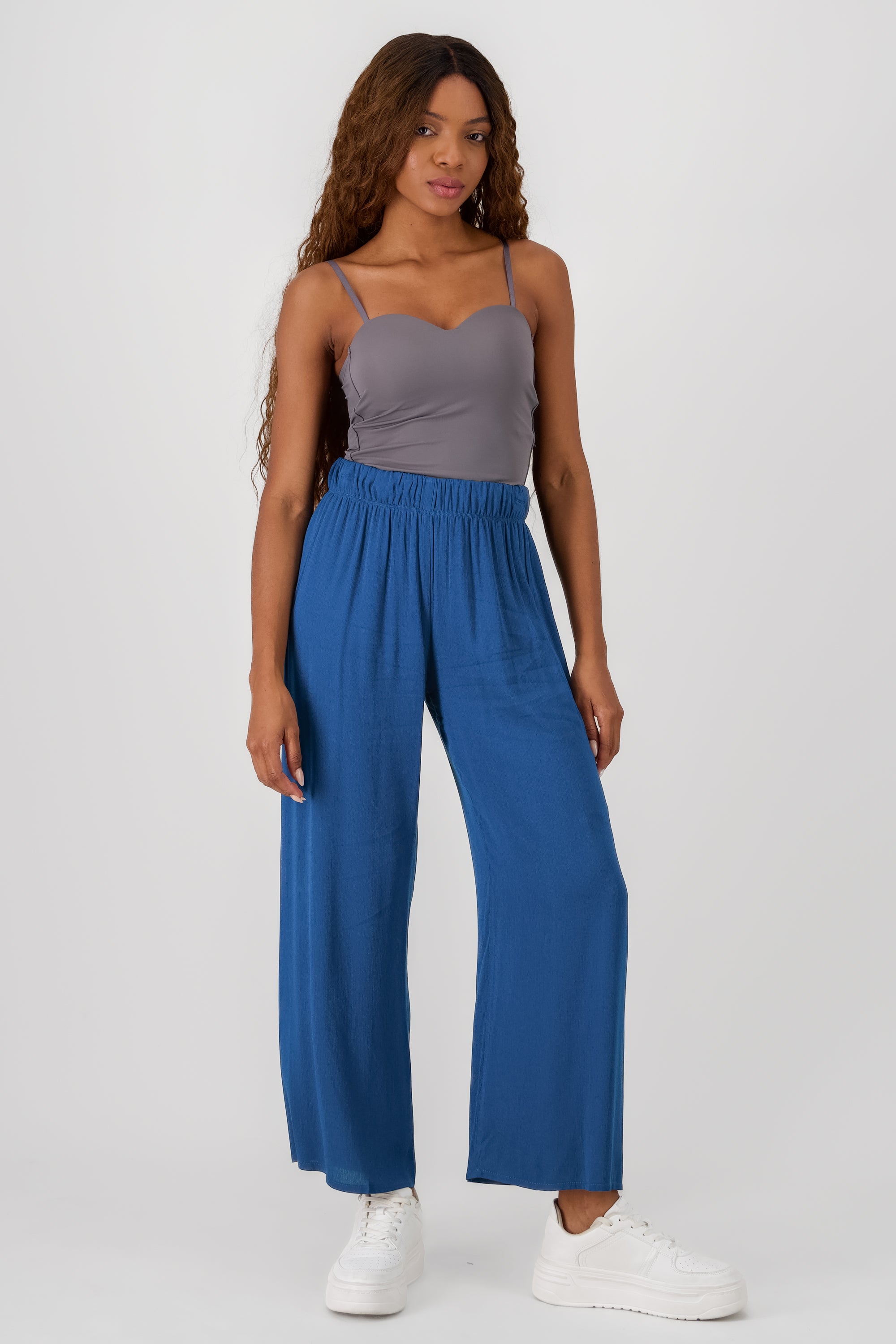 Pantalón Wide Leg Cintura Elástico AZUL