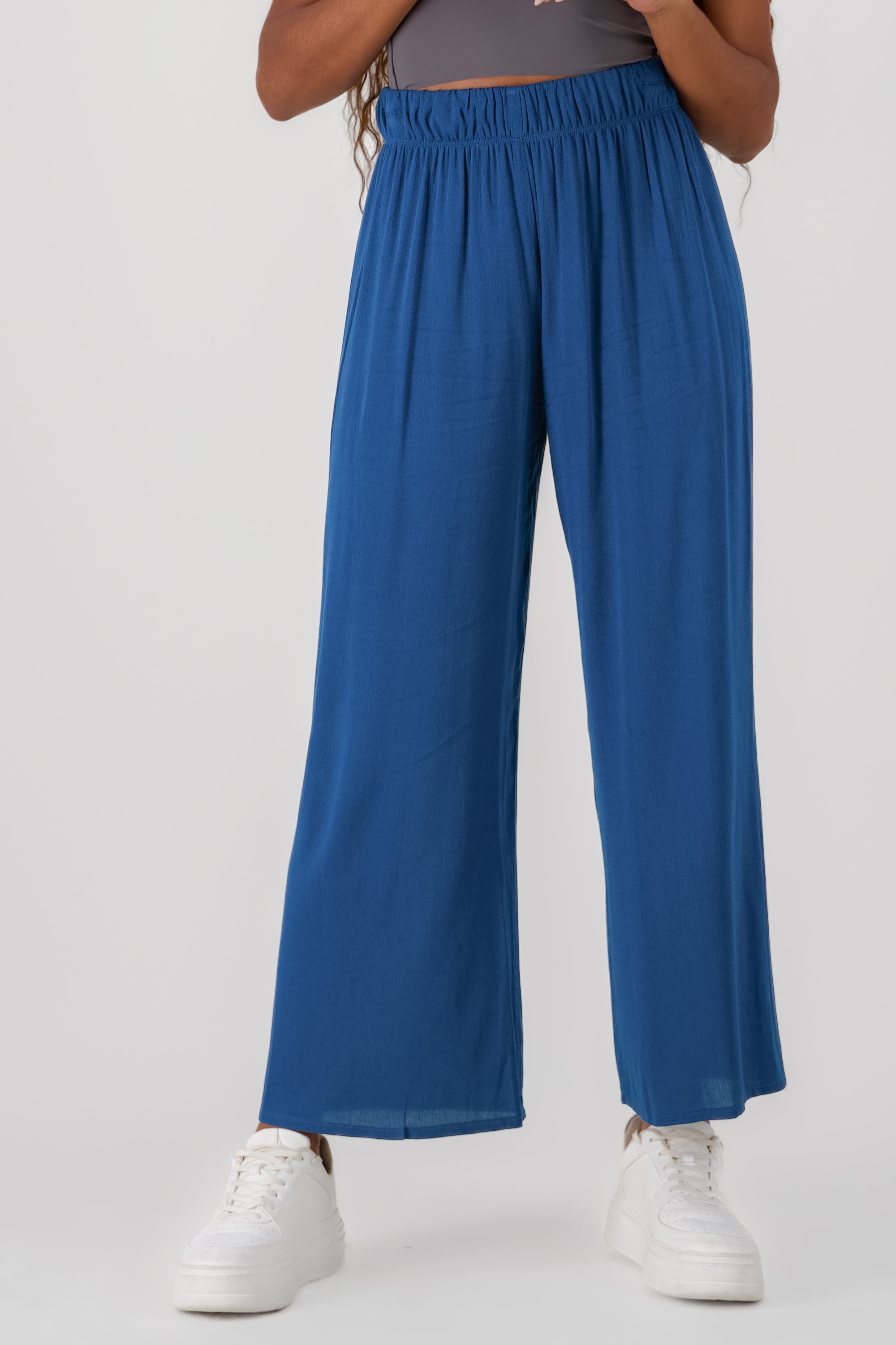 Pantalón Wide Leg Cintura Elástico AZUL