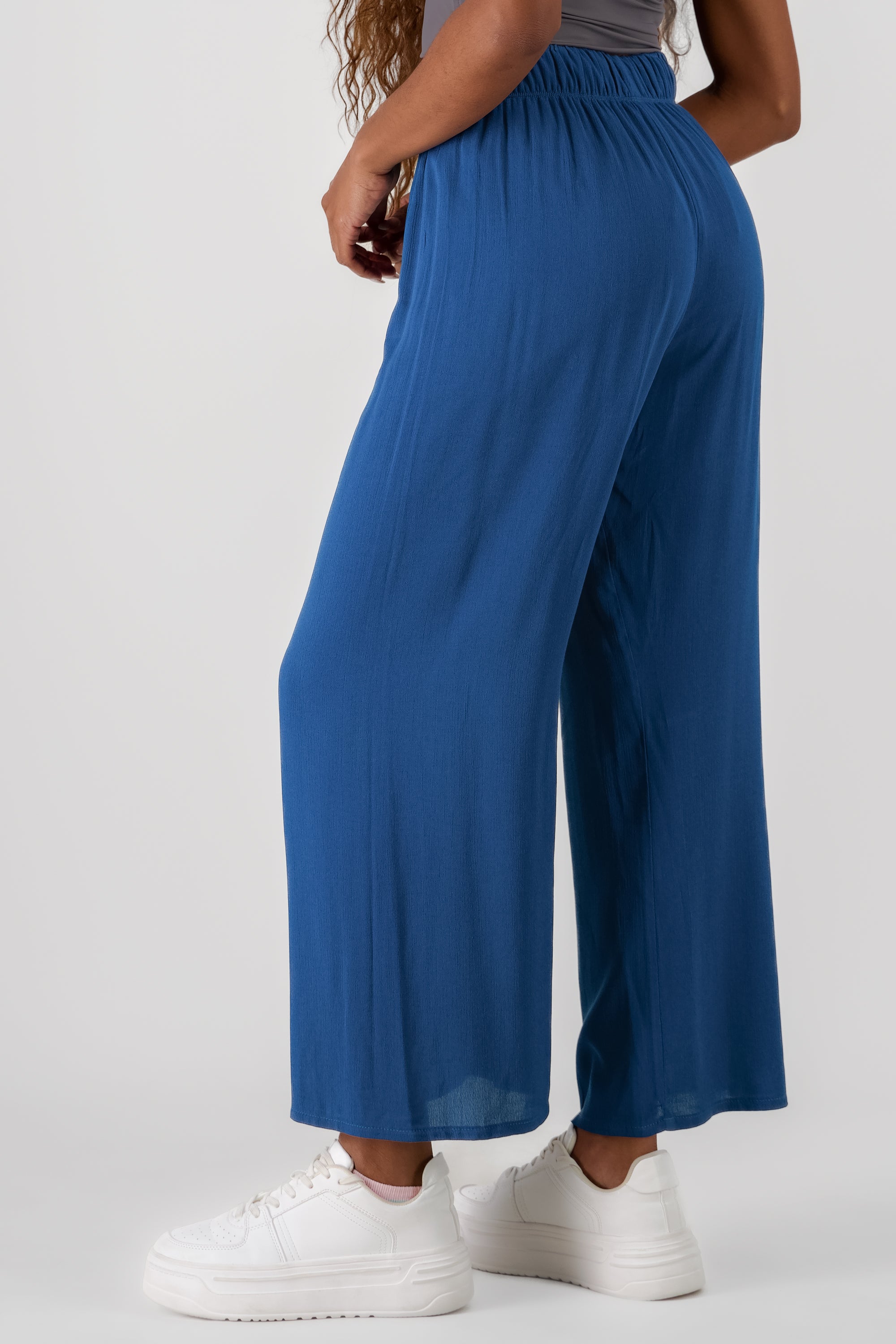 Pantalón Wide Leg Cintura Elástico AZUL