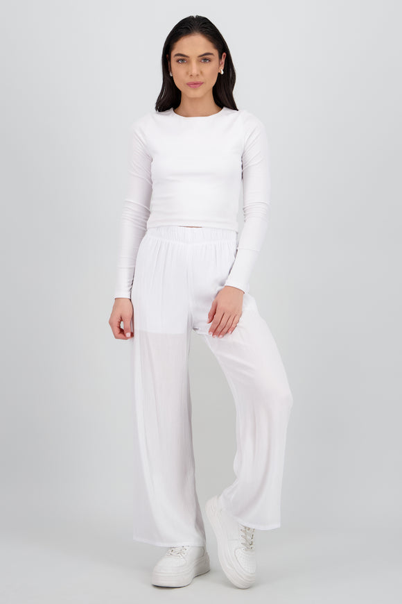 Pantalón Wide Leg Cintura Elástico