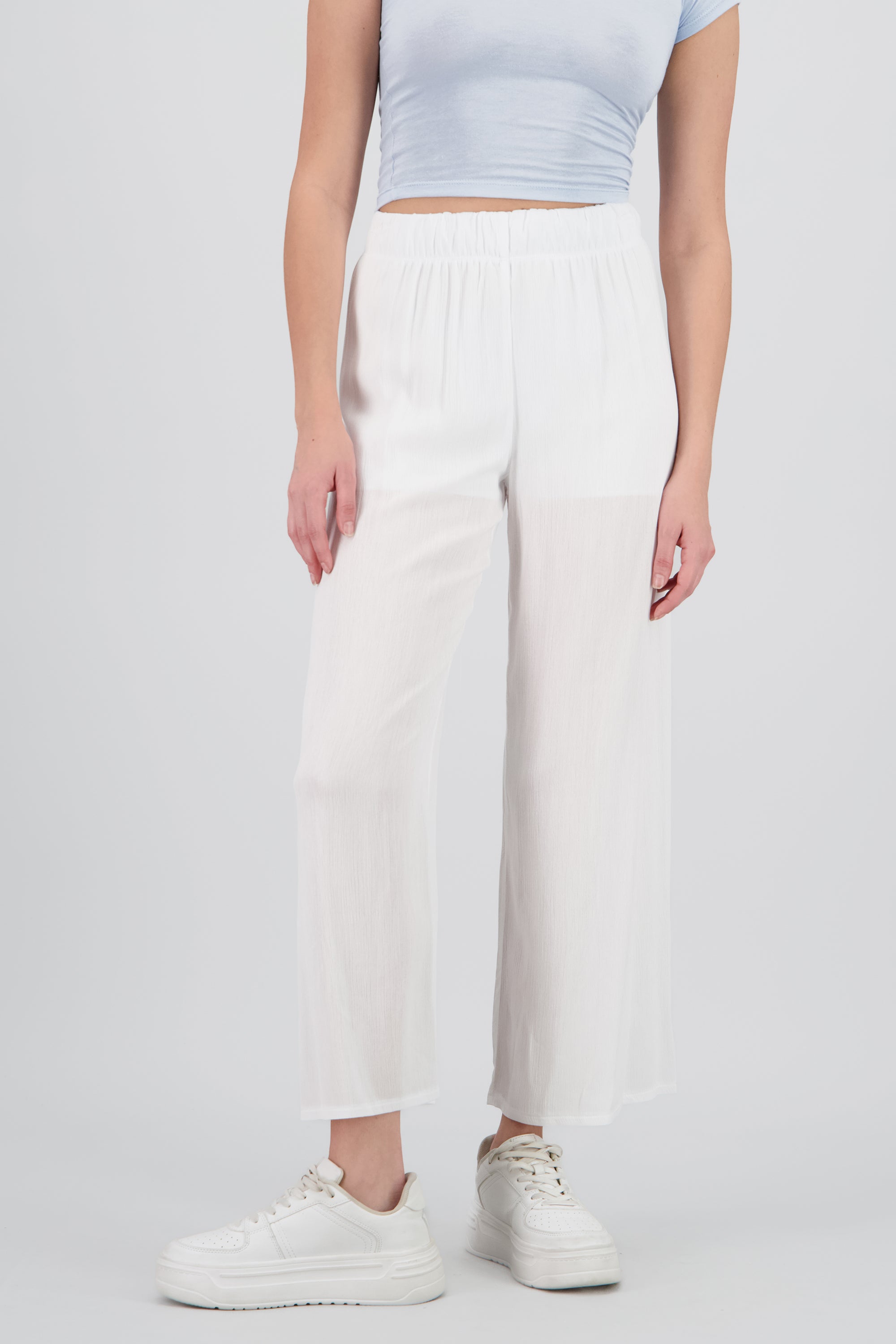 Pantalón Wide Leg Cintura Elástico BLANCO