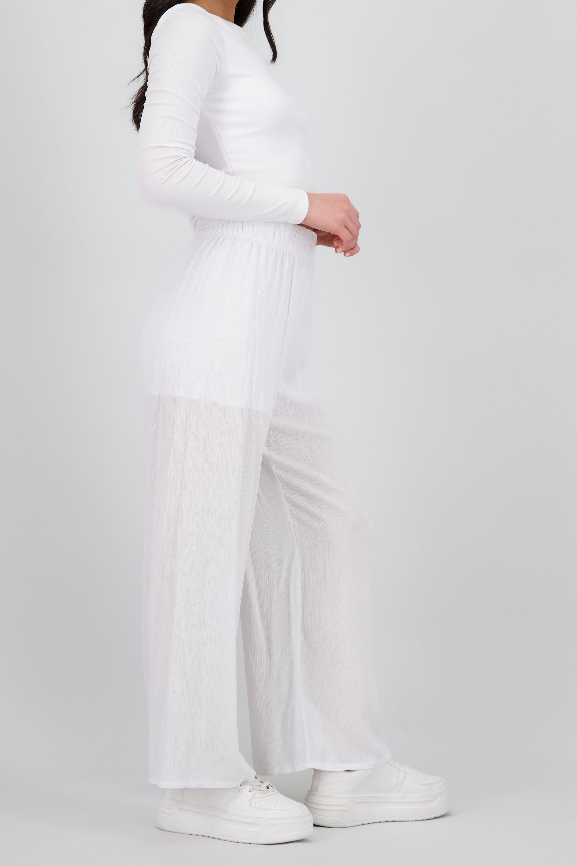 Pantalón Wide Leg Cintura Elástico BLANCO