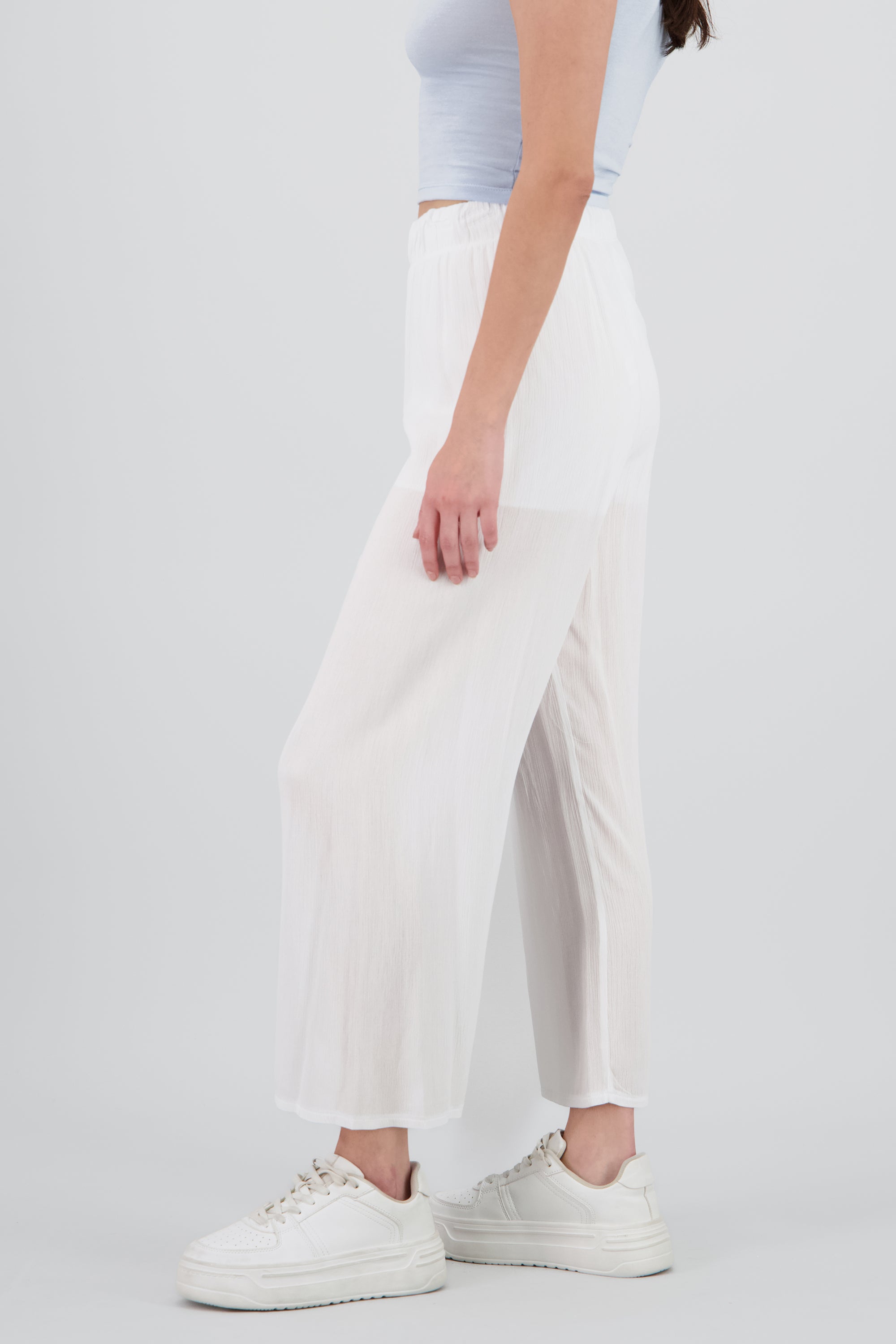 Pantalón Wide Leg Cintura Elástico BLANCO