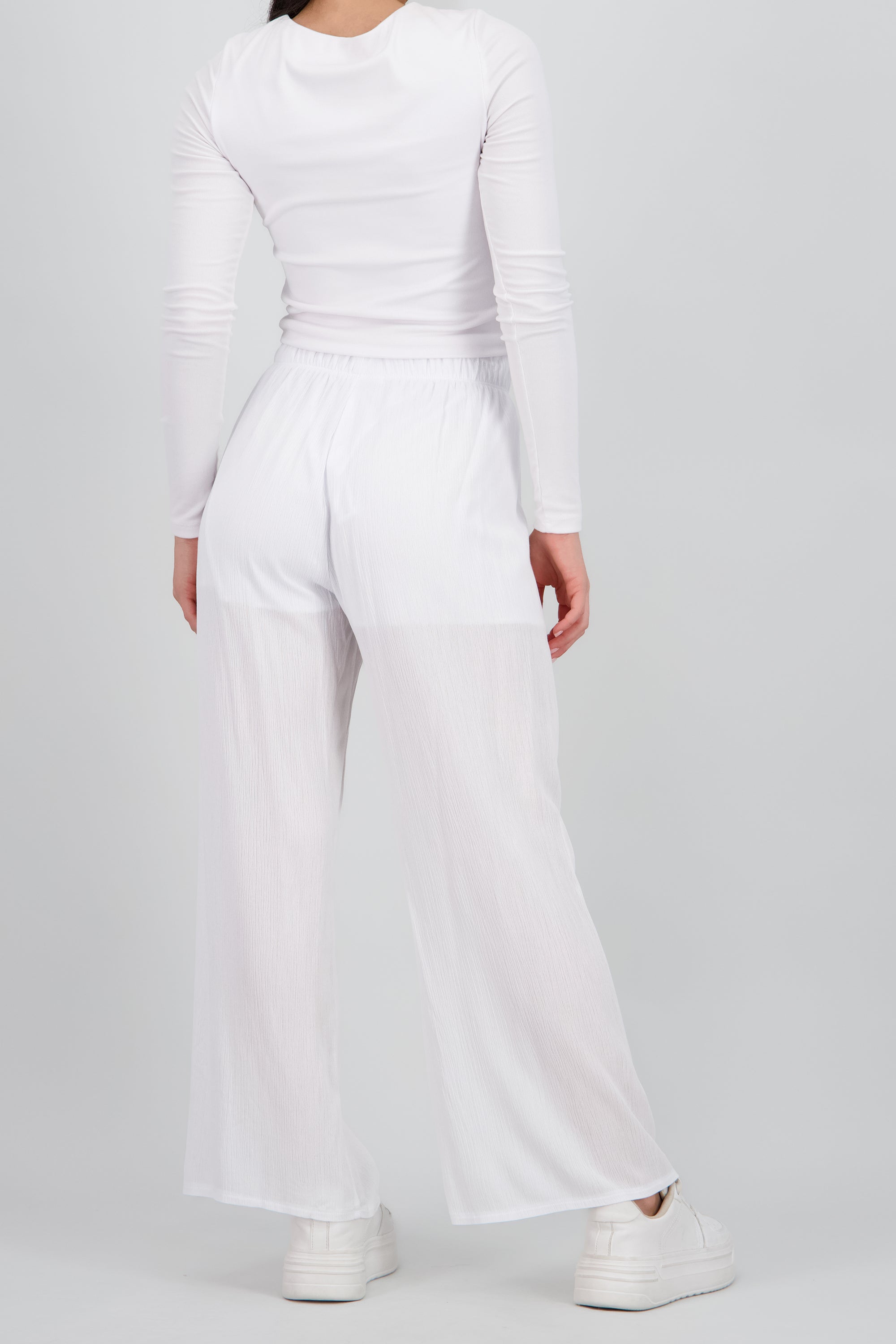 Pantalón Wide Leg Cintura Elástico BLANCO