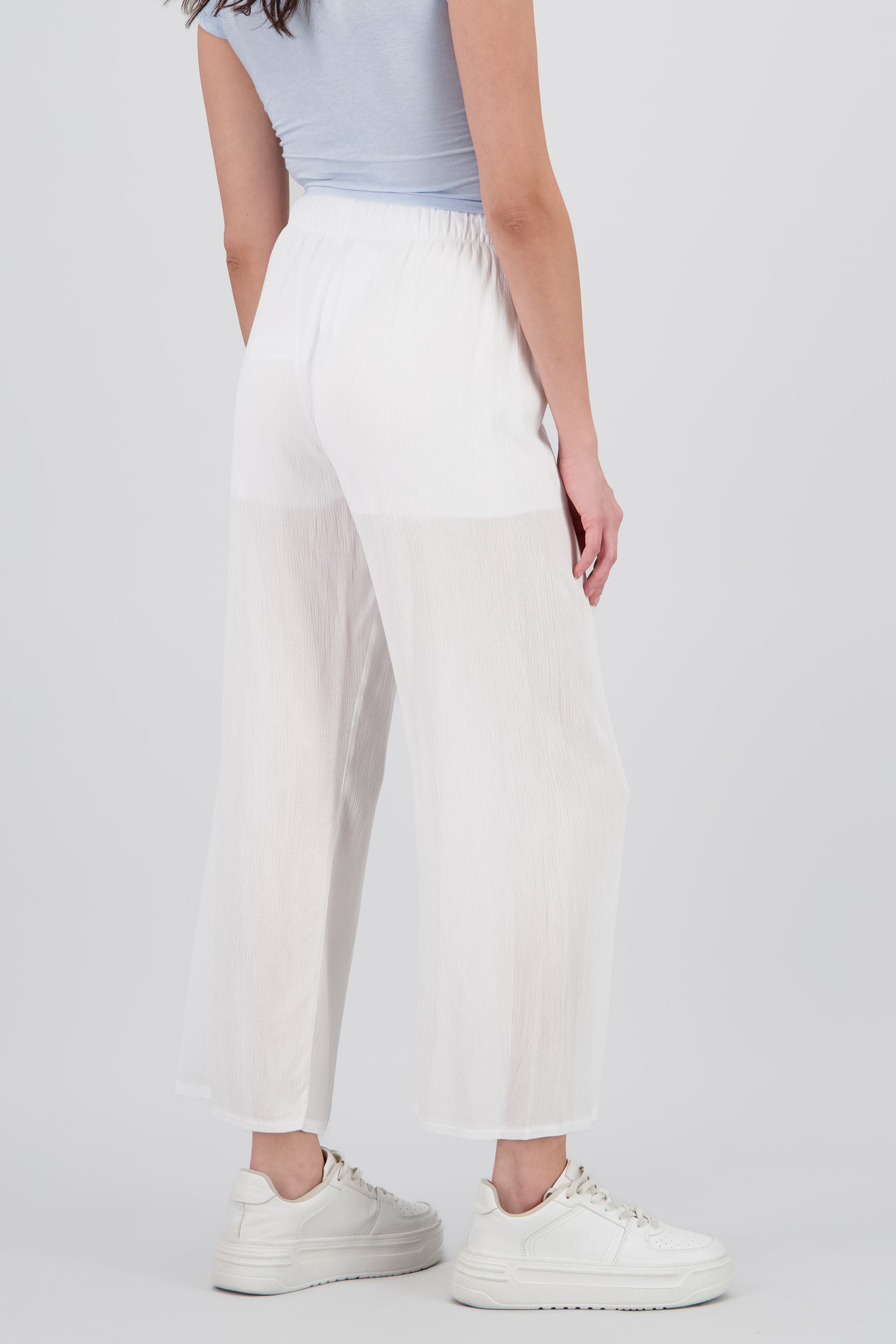 Pantalón Wide Leg Cintura Elástico BLANCO